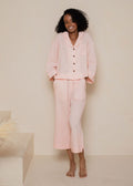 CRINKLED COTTON GAUZE RELAXED HIGH WAISTED CAPRI