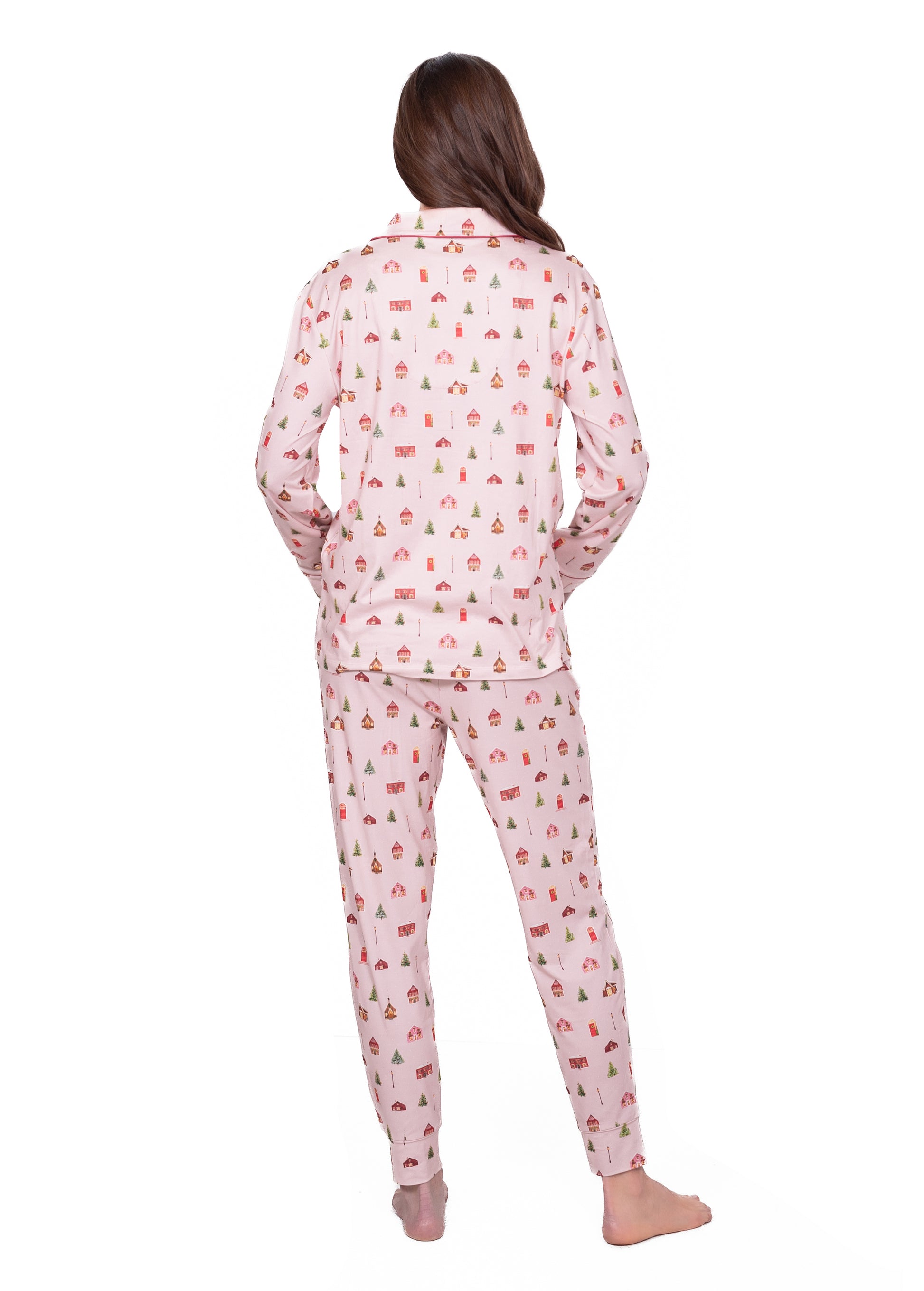 Long Sleeve Notch Collar Top & Jogger Pajama Set