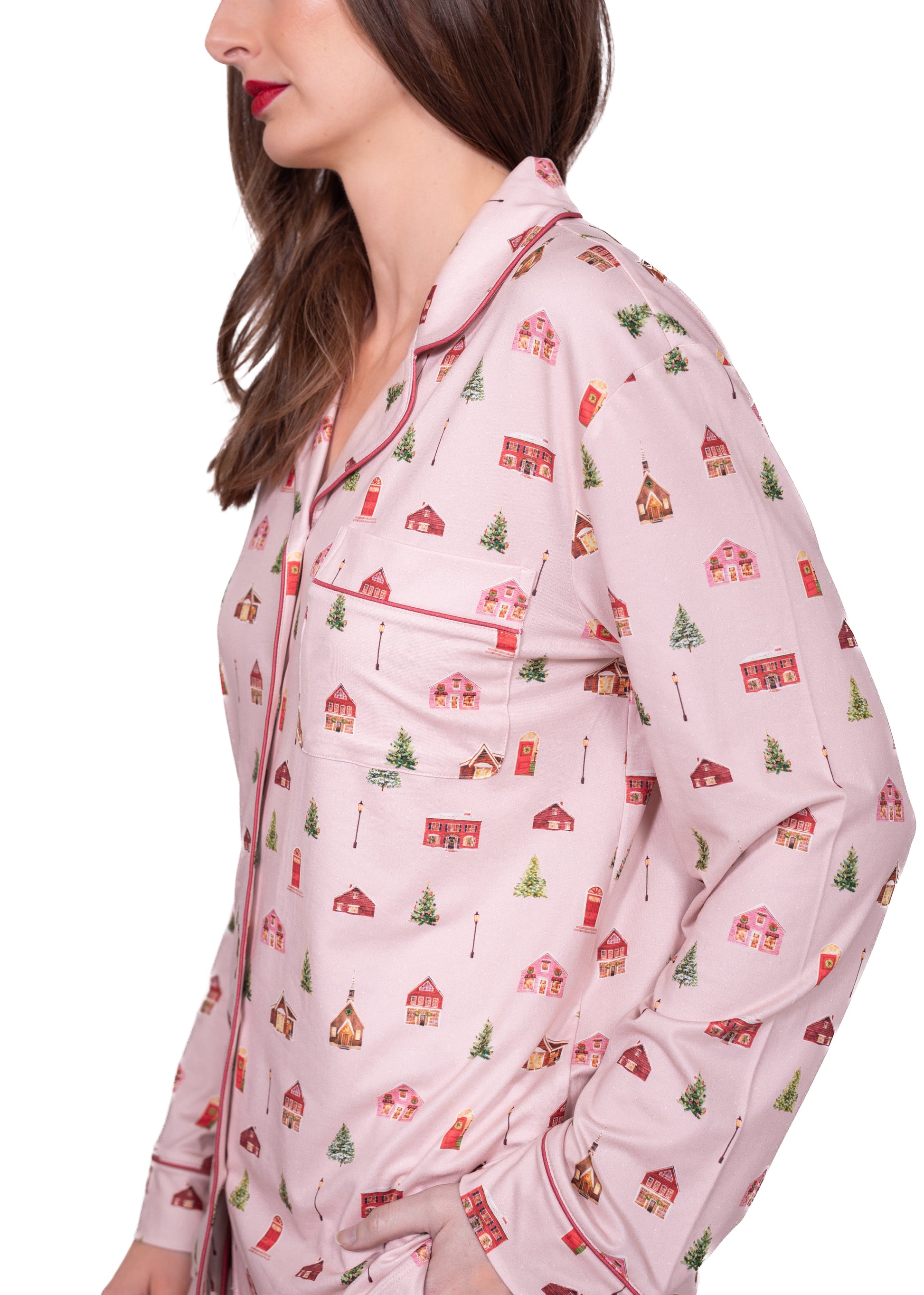 Long Sleeve Notch Collar Top & Jogger Pajama Set