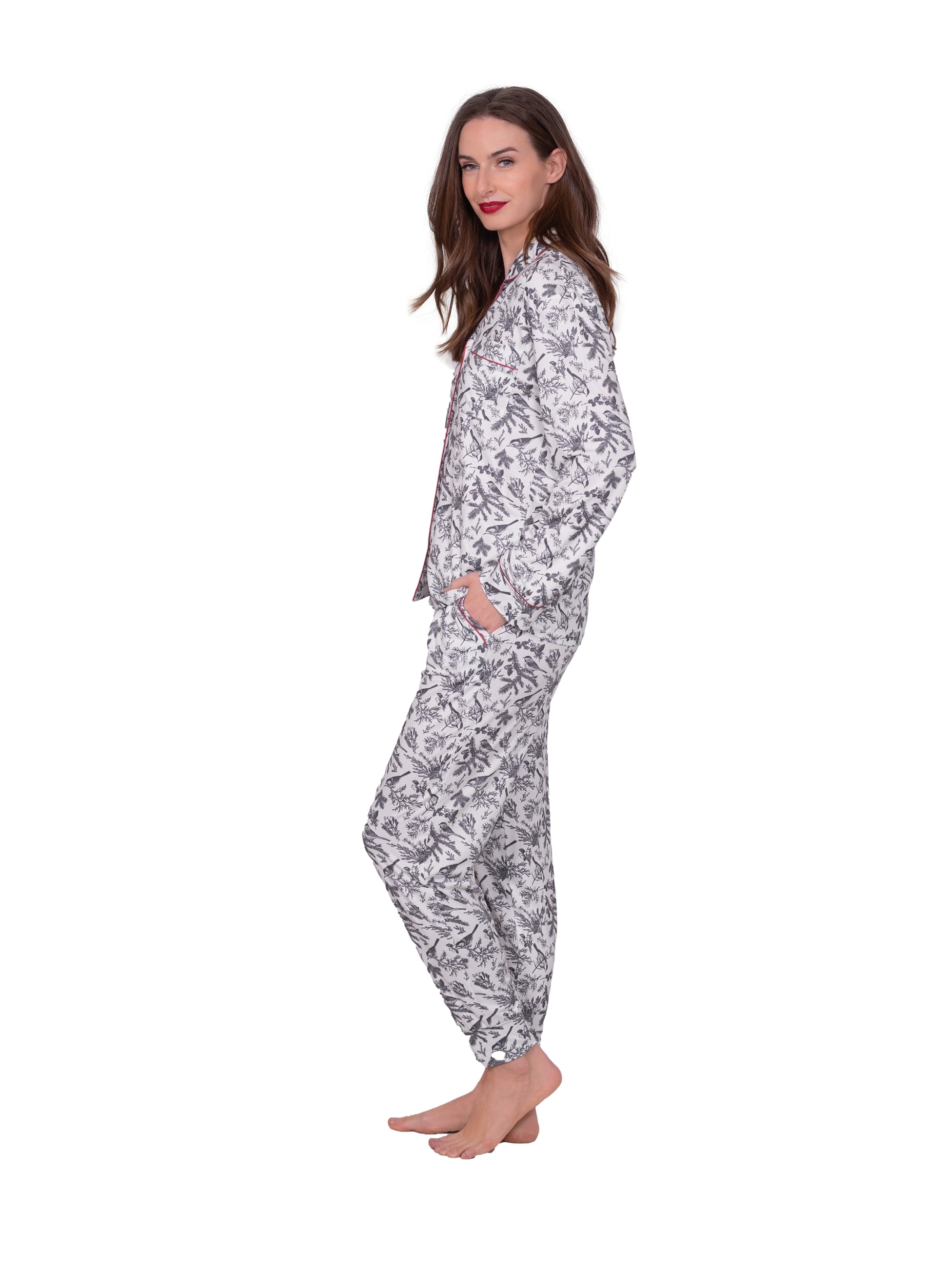 Long Sleeve Notch Collar Top & Jogger Pajama Set