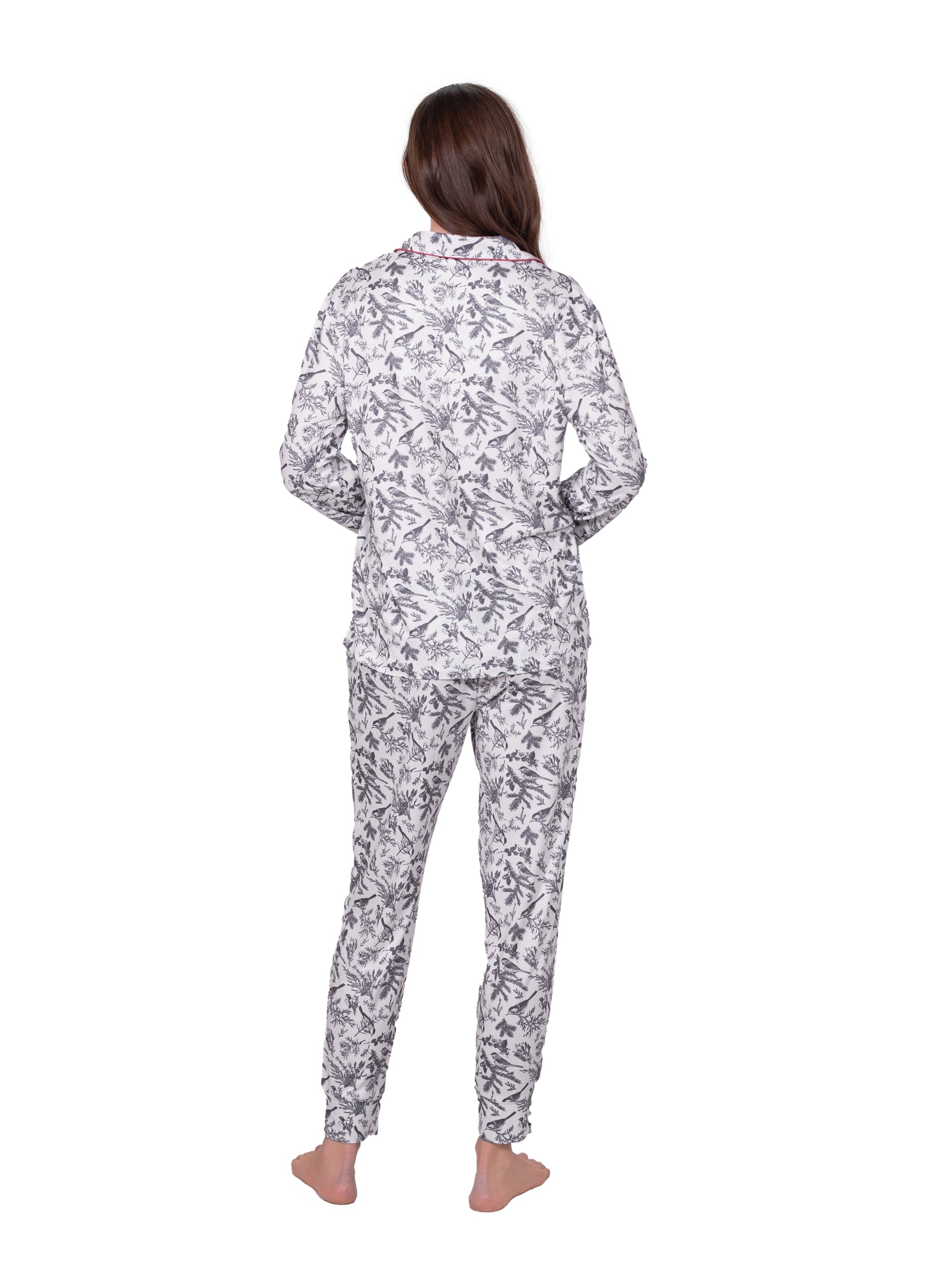 Long Sleeve Notch Collar Top & Jogger Pajama Set