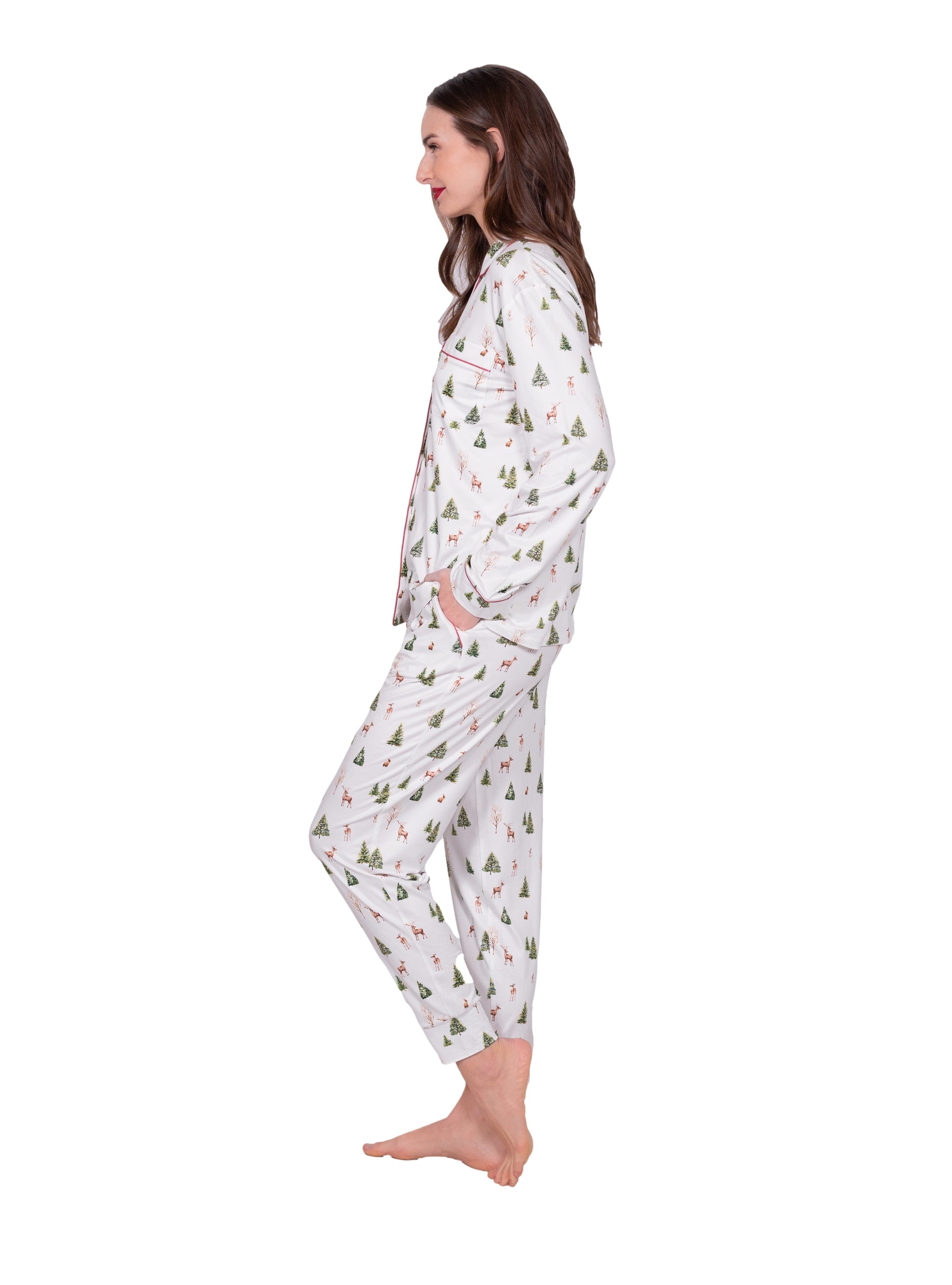 Long Sleeve Notch Collar Top & Jogger Pajama Set