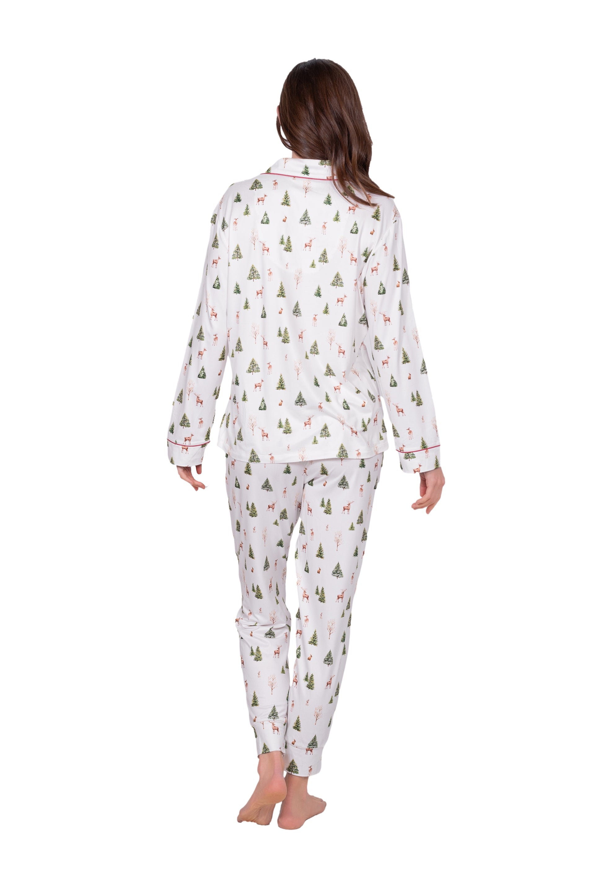 Long Sleeve Notch Collar Top & Jogger Pajama Set