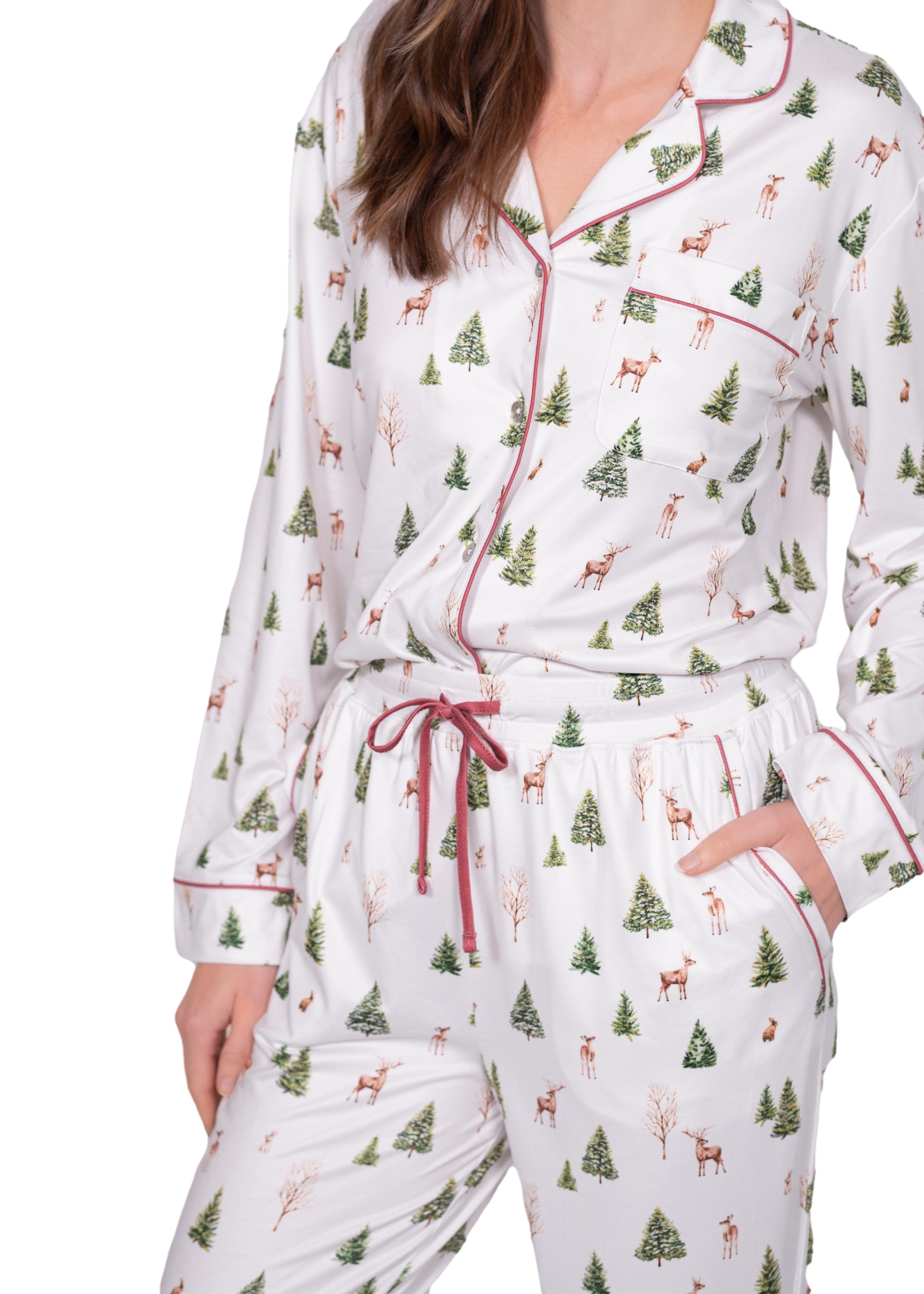 Long Sleeve Notch Collar Top & Jogger Pajama Set