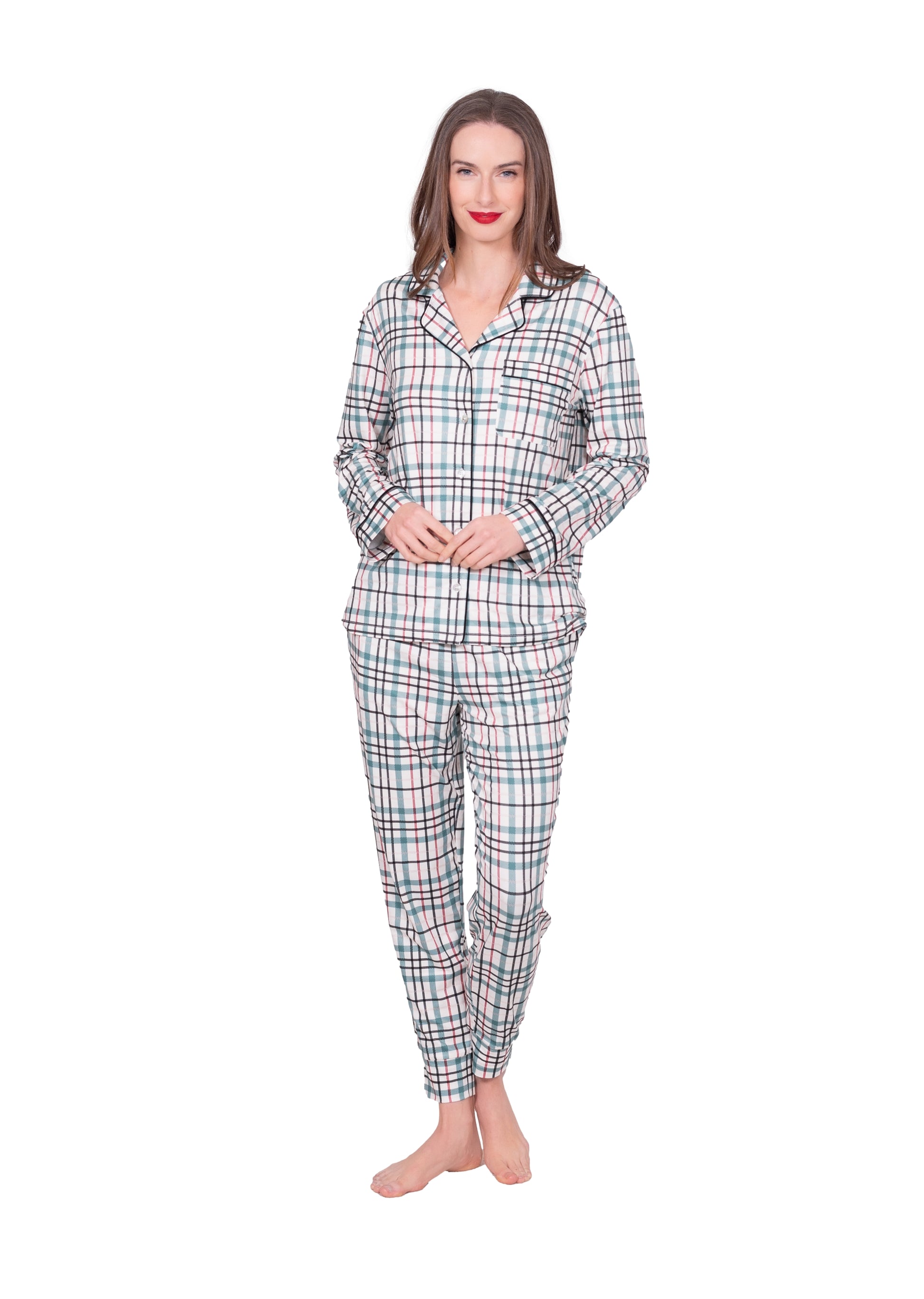 Long Sleeve Notch Collar Top & Jogger Pajama Set