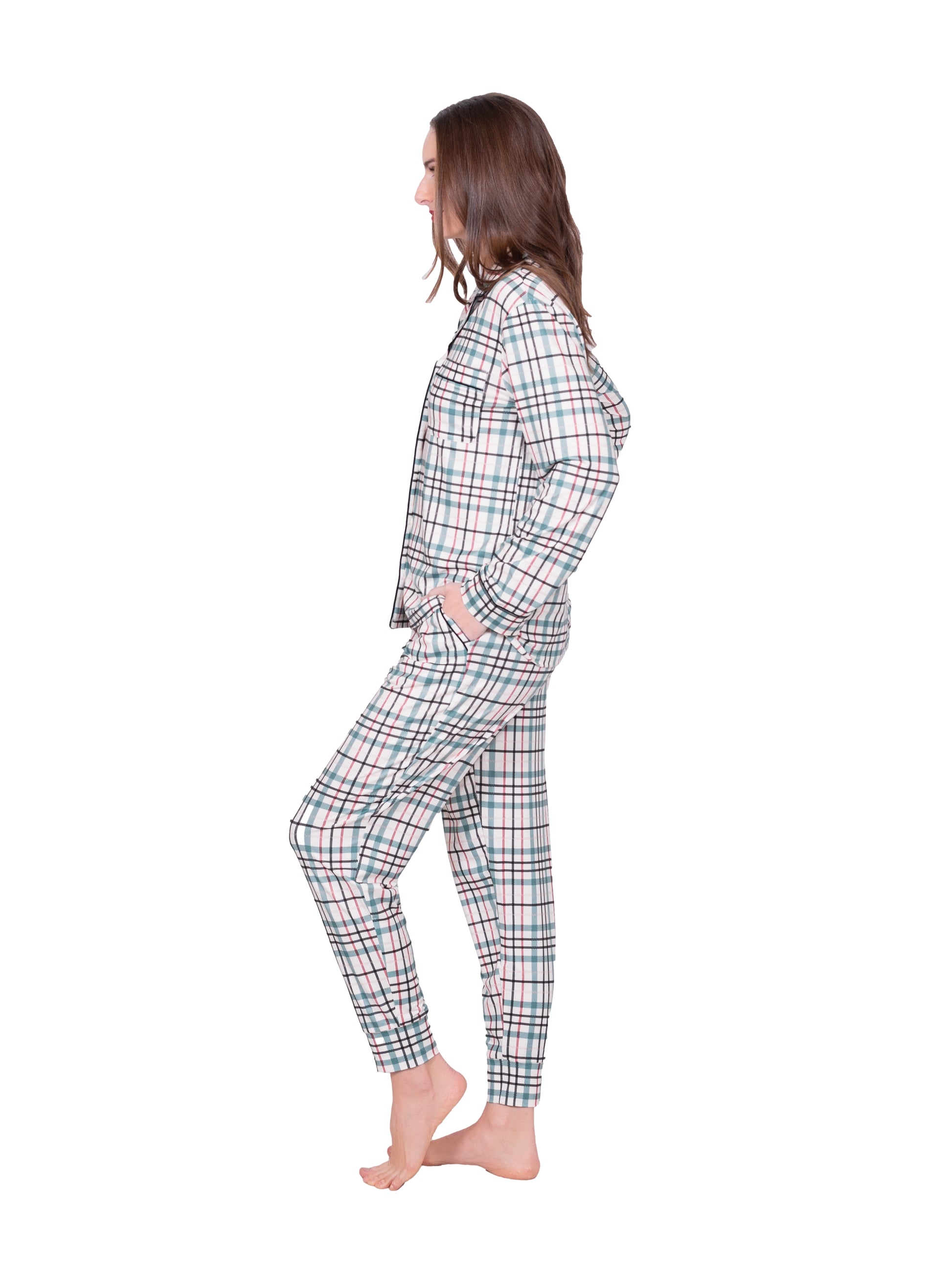 Long Sleeve Notch Collar Top & Jogger Pajama Set