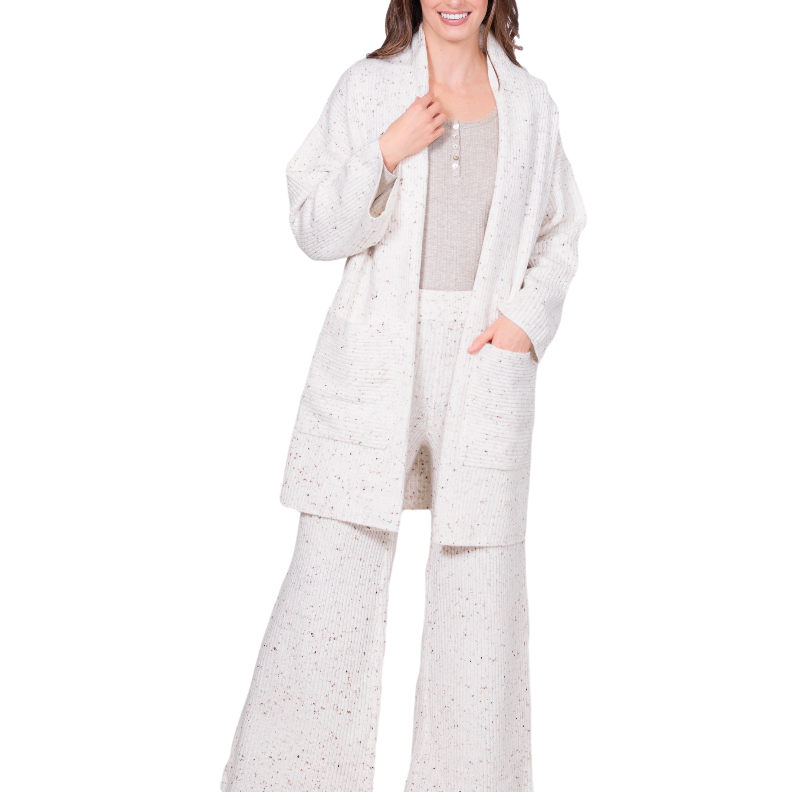 Textured Oversized Knit Cardigan with Pockets