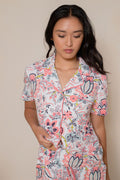 MODAL NOTCH COLLAR SHIRT & HIGH WAIST SHORT PJ SET - LATTELOVE Co.