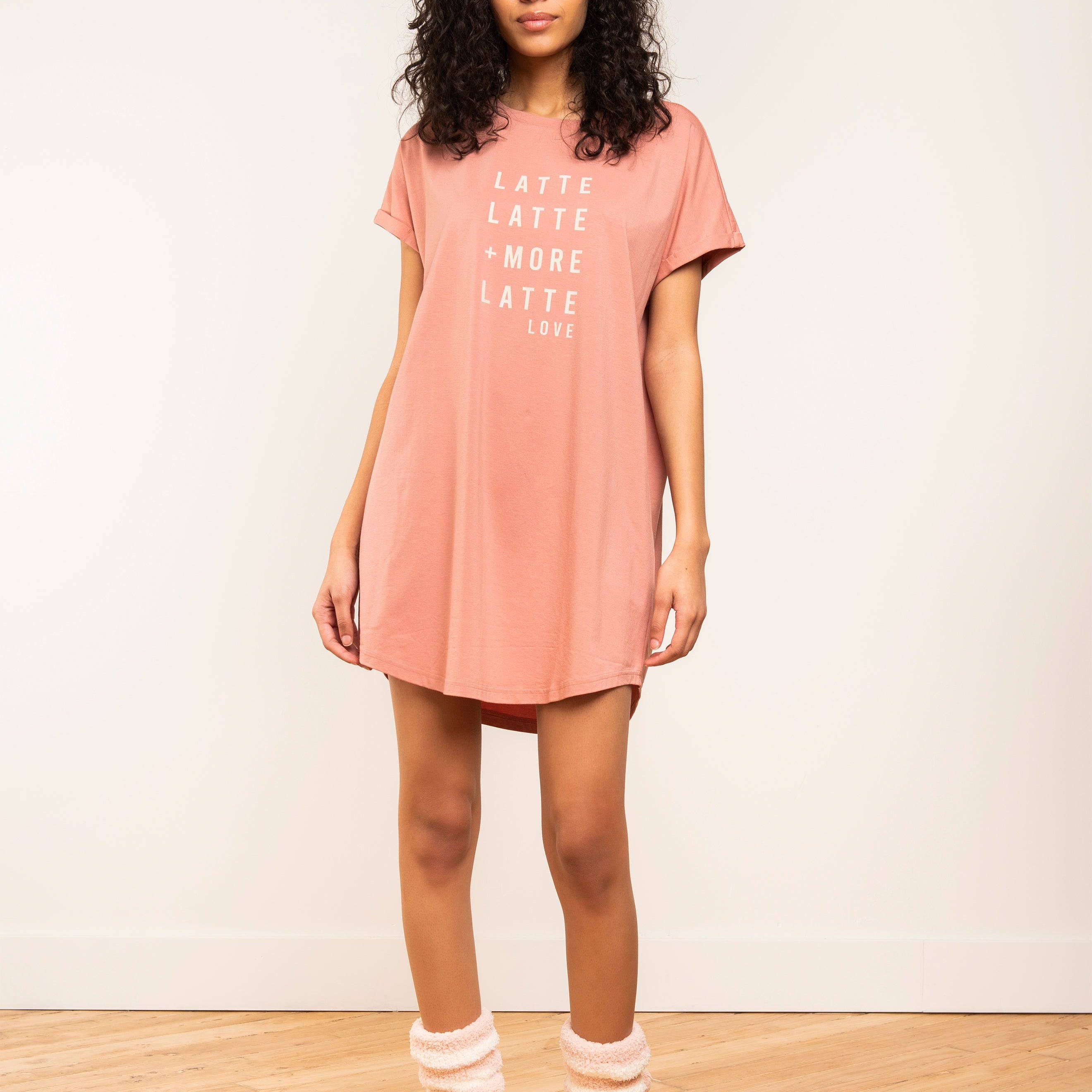 T-Shirt Dress - Latte Latte - LATTELOVE Co.