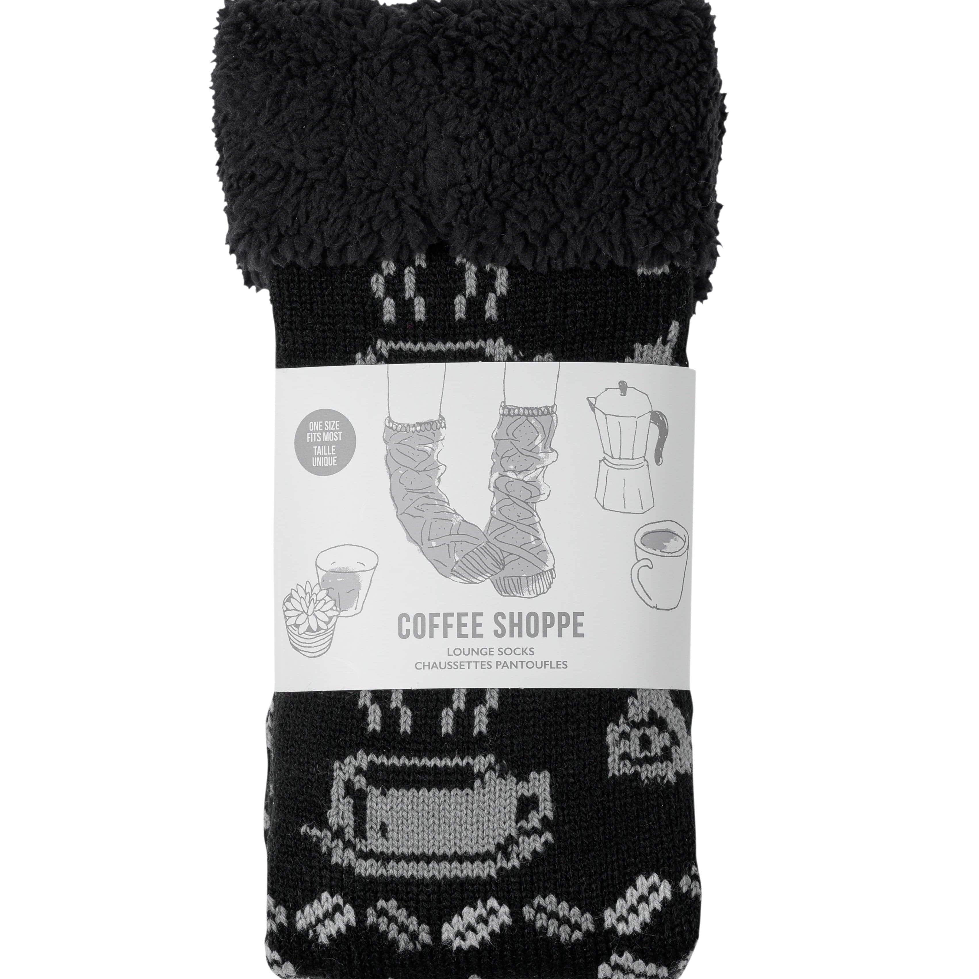 Coffee Cup Lounge Socks - Black - LATTELOVE Co.