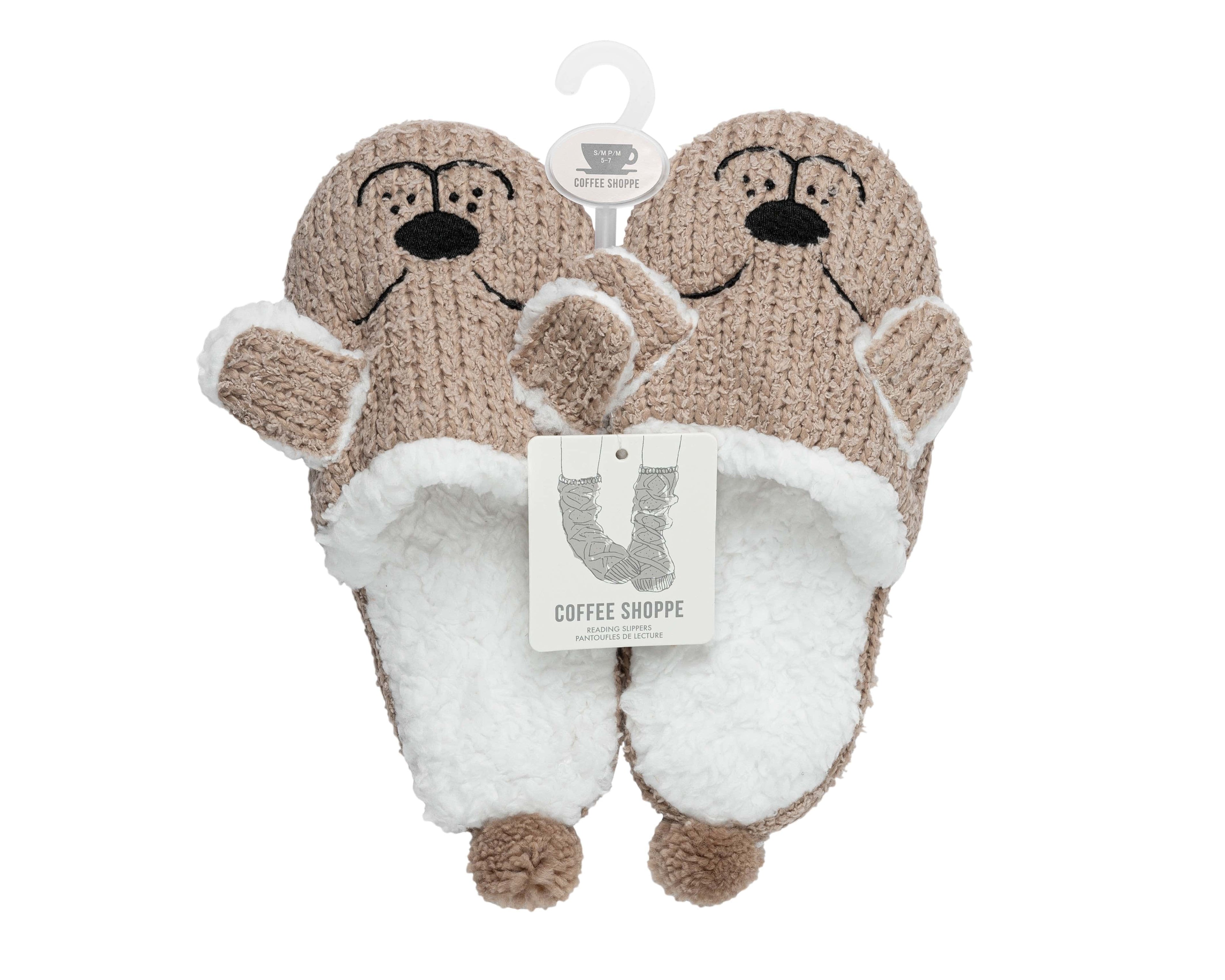 Critter Slide Slipper with hard-bottom sole - Dog (Fungi) - LATTELOVE Co.
