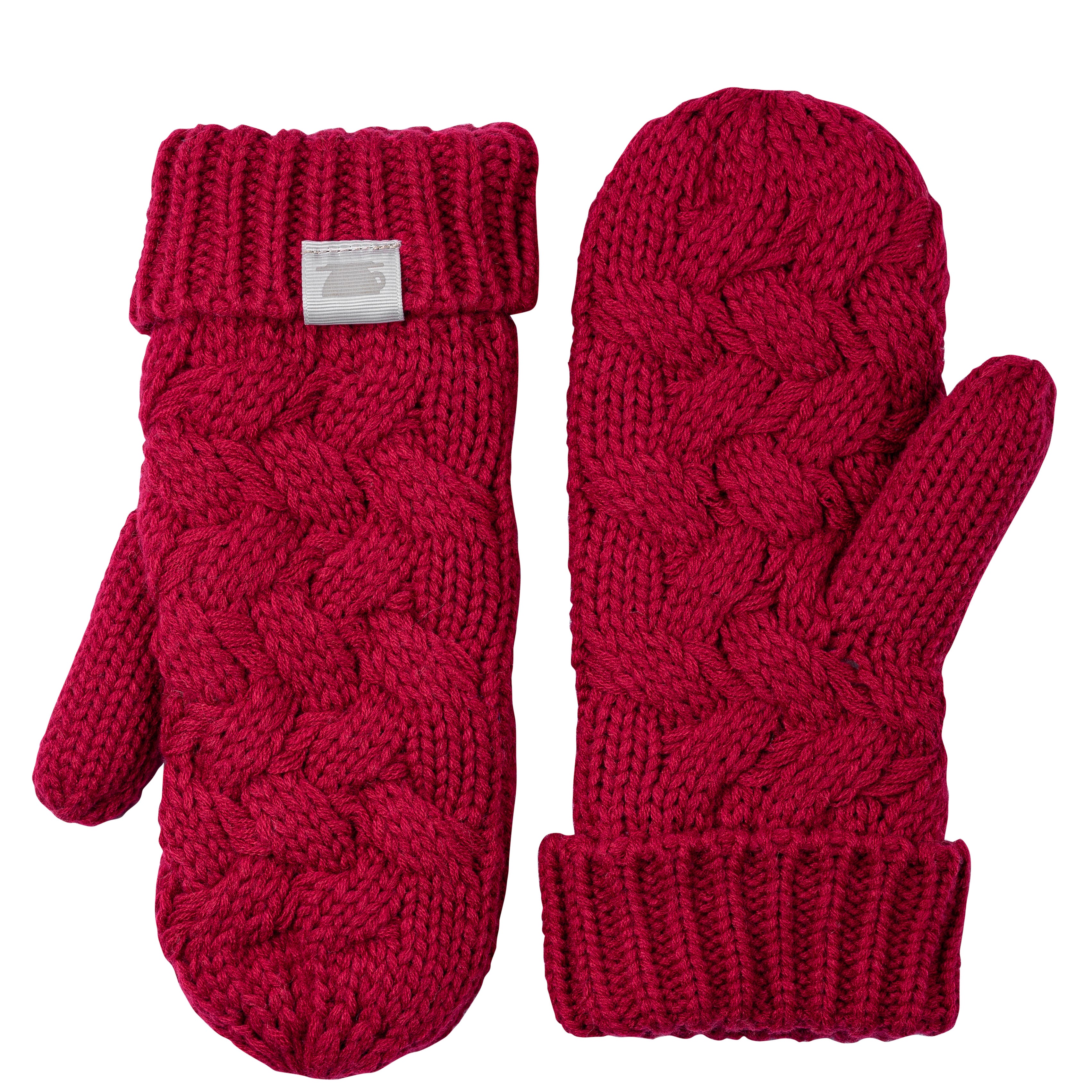 Twisted Texture Cozy Mittens - Deep Red