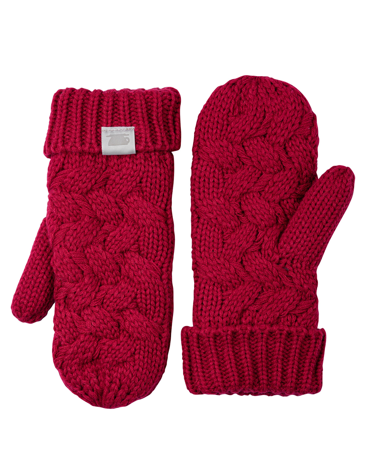 Twisted Texture Cozy Mittens - Deep Red