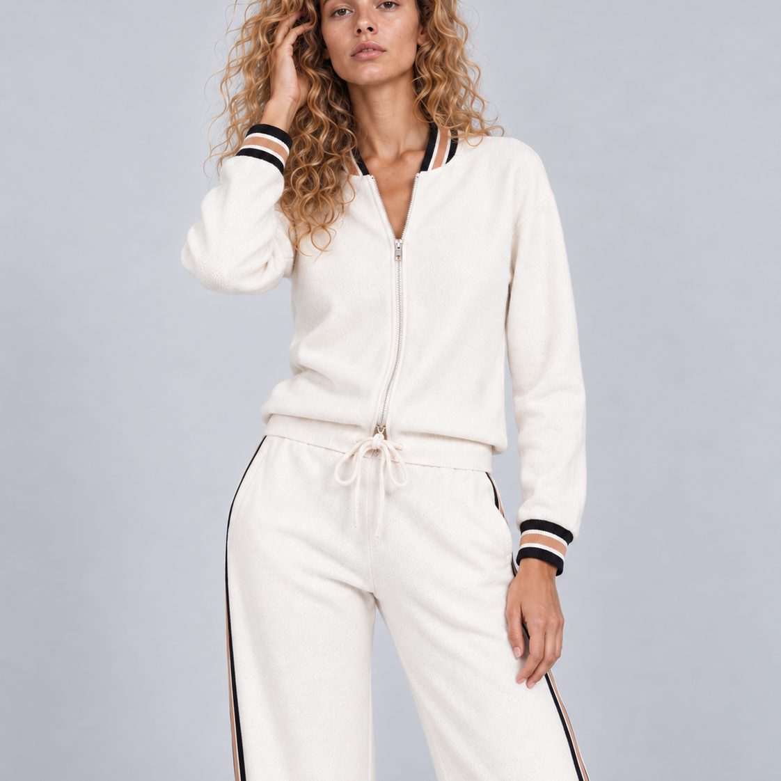 SOFT KNIT ATHLETIC BOMBER JACKET