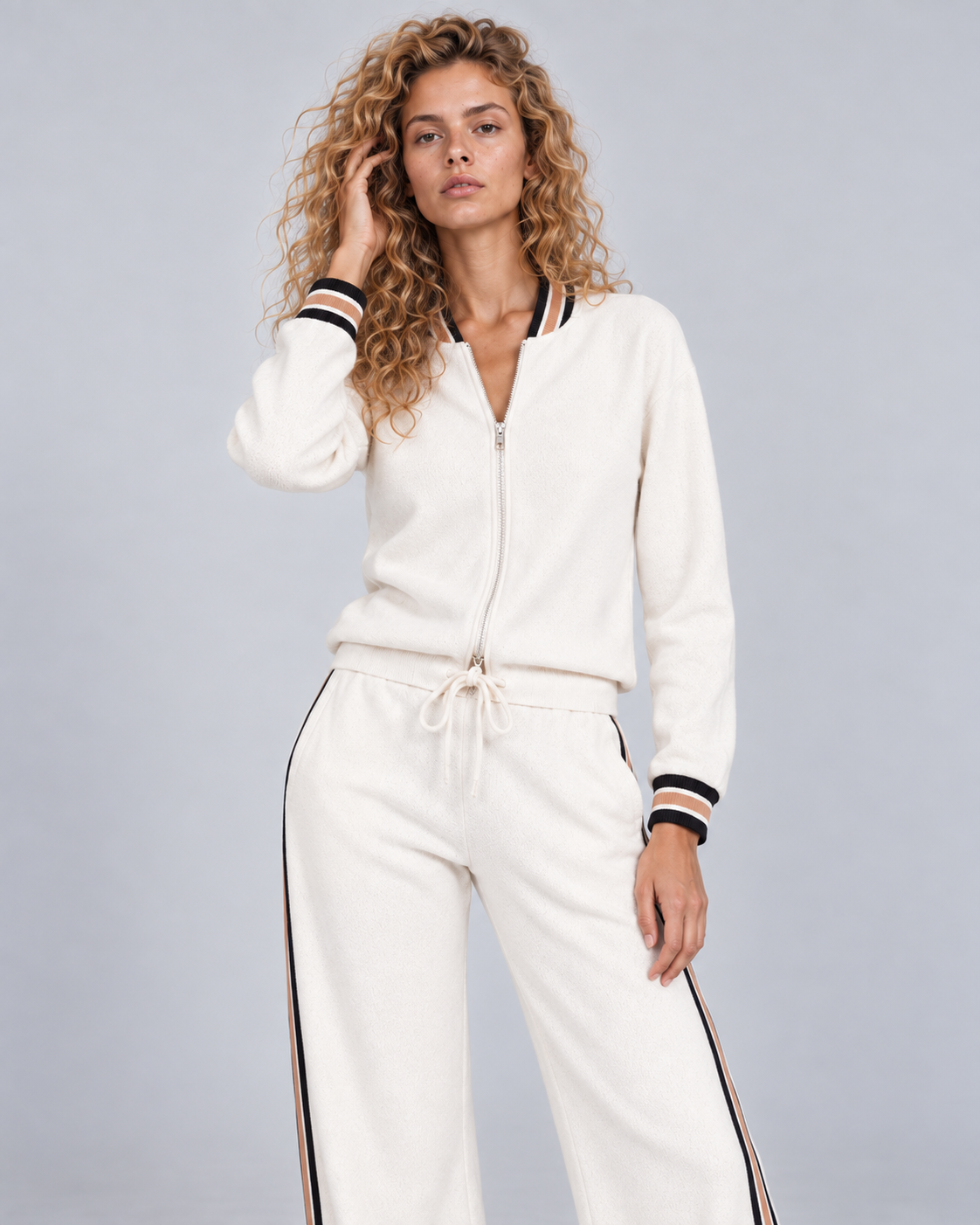 SOFT KNIT ATHLETIC BOMBER JACKET