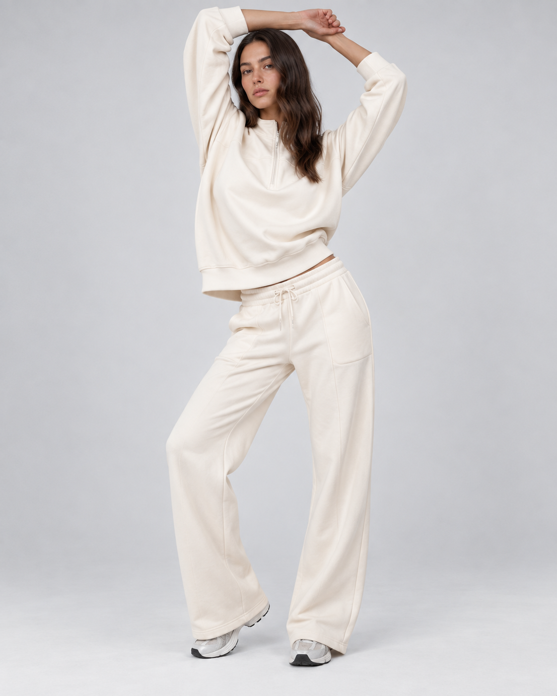 ORGANIC COTTON COZY WIDE LEG PANT WITH SEAMING DETAIL