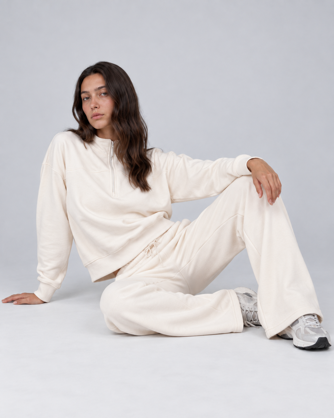 ORGANIC COTTON COZY WIDE LEG PANT WITH SEAMING DETAIL
