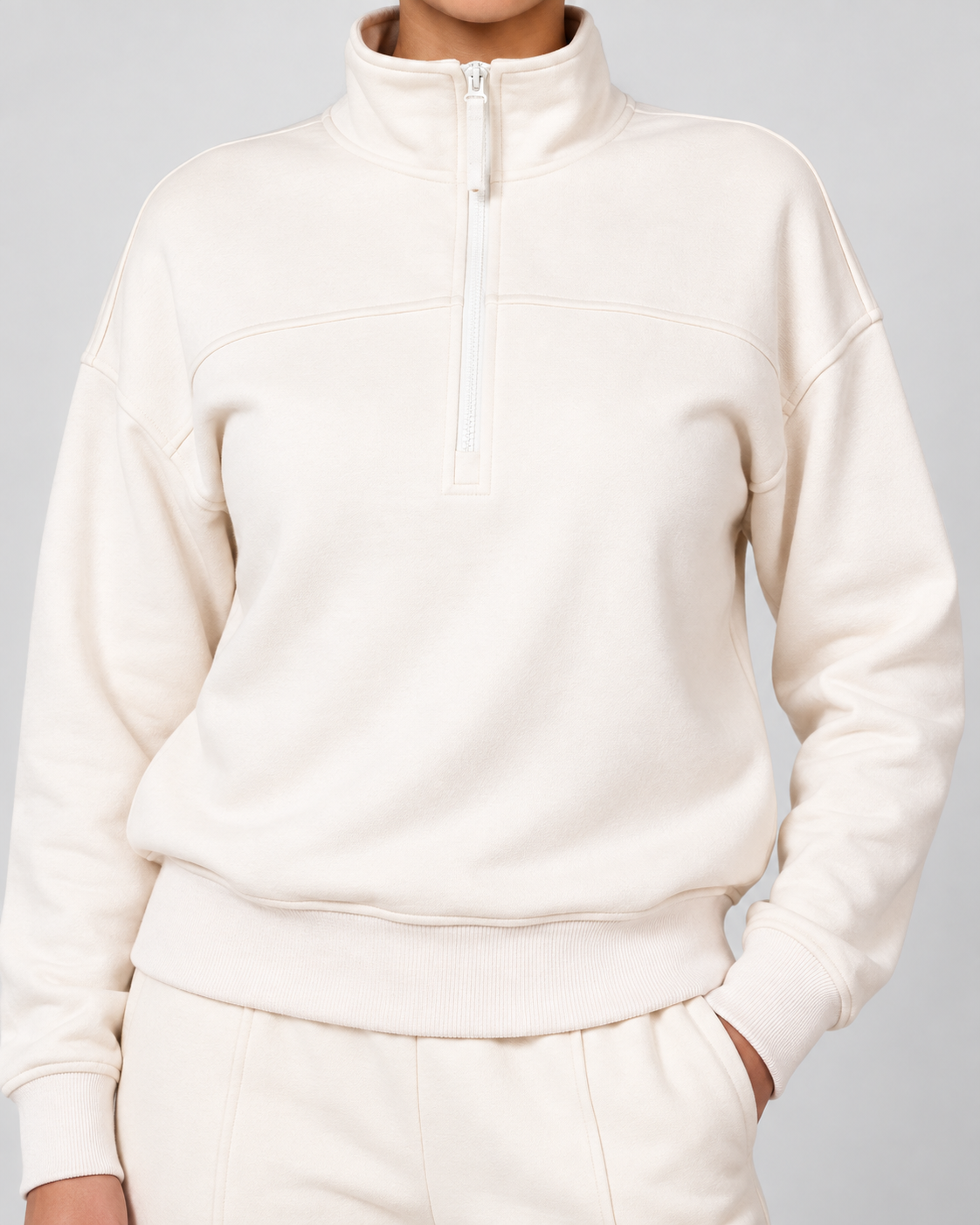 ORGANIC COTTON COZY HALF-ZIP SWEATSHIRT