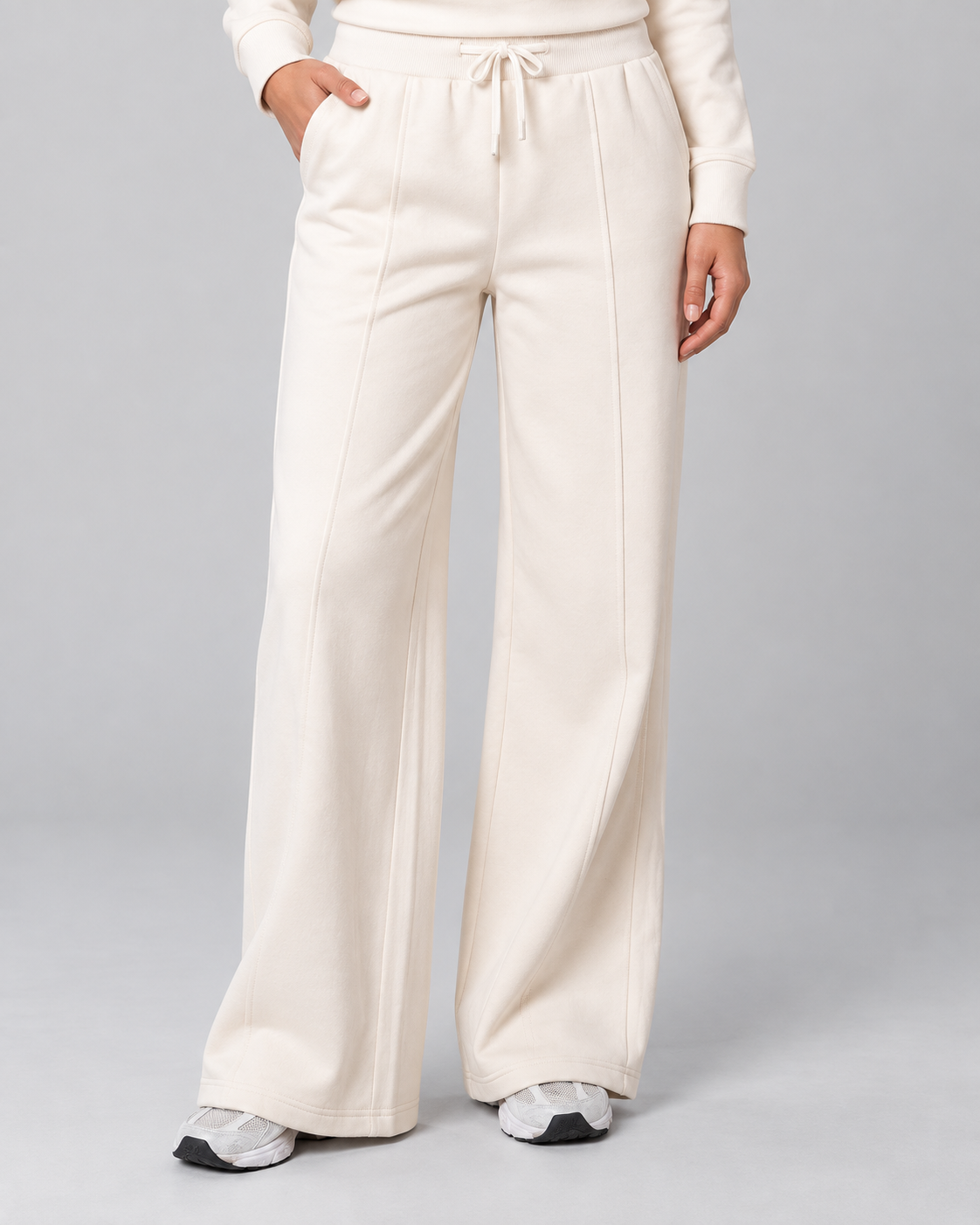 ORGANIC COTTON COZY WIDE LEG PANT WITH SEAMING DETAIL