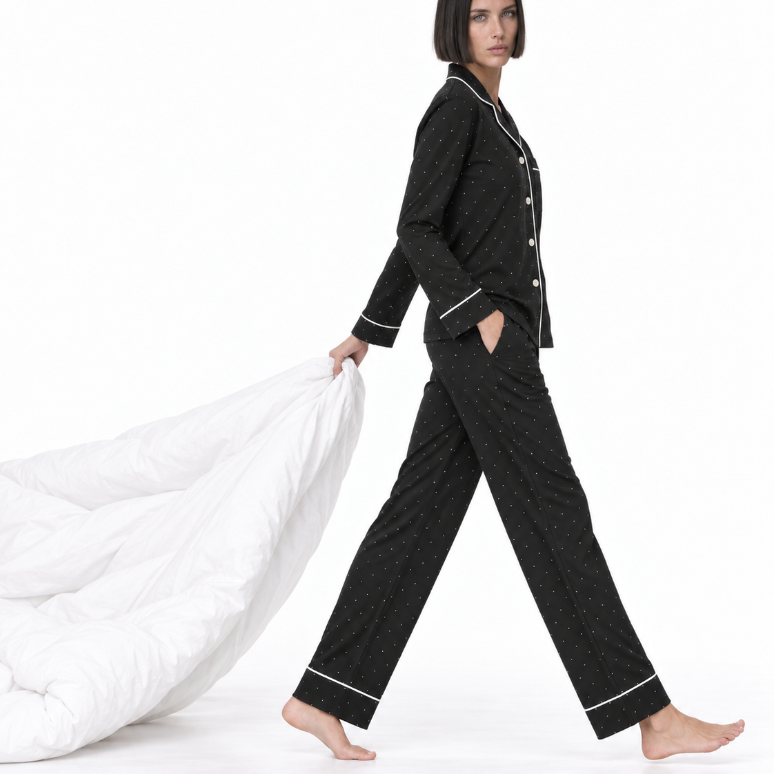 WOMEN’S MODAL COTTON BUTTON-DOWN PAJAMA SET