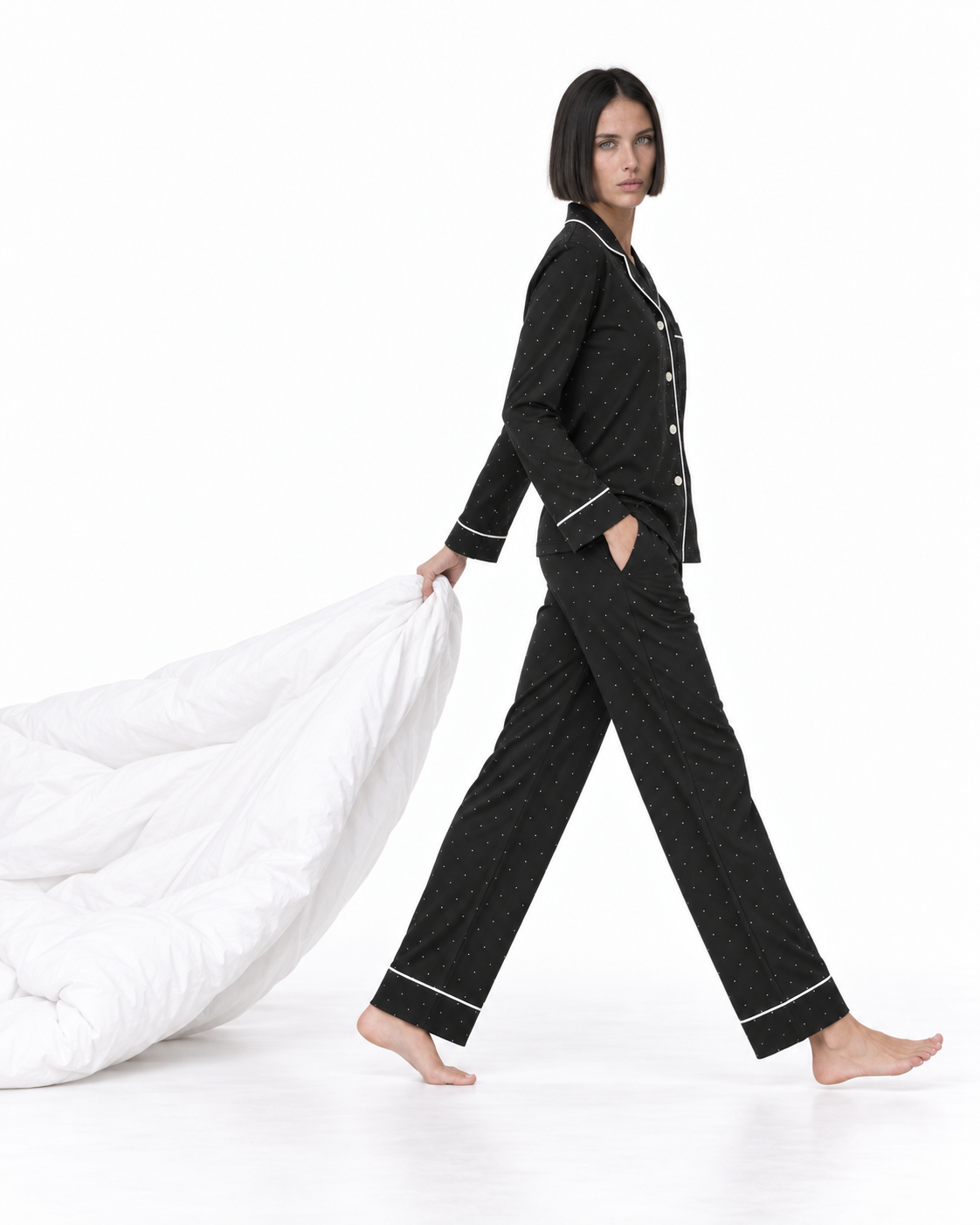 WOMEN’S MODAL COTTON BUTTON-DOWN PAJAMA SET