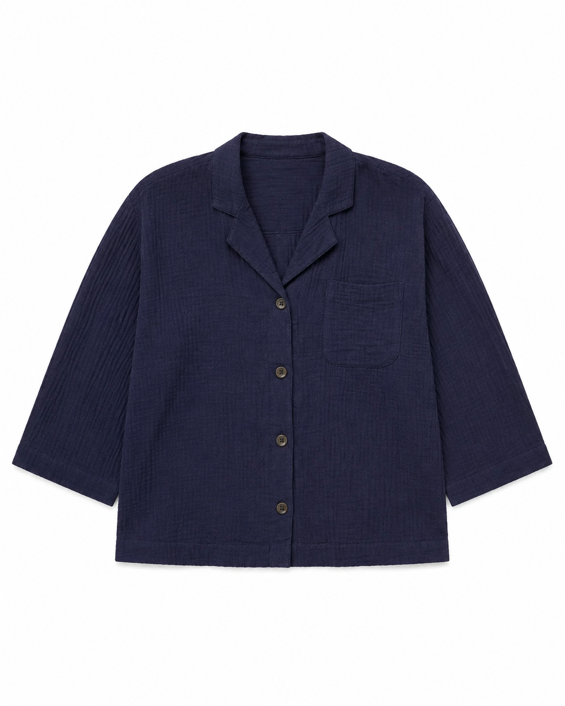 Crinkled Cotton Gauze Wide Sleeve Top