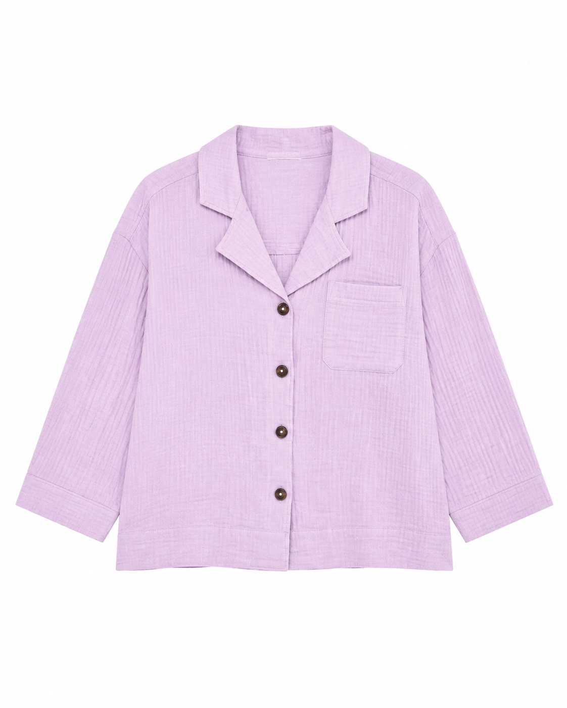Crinkled Cotton Gauze Wide Sleeve Top