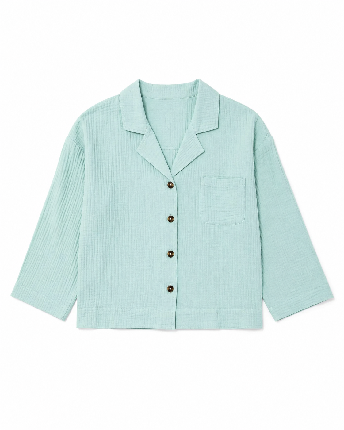 Crinkled Cotton Gauze Wide Sleeve Top