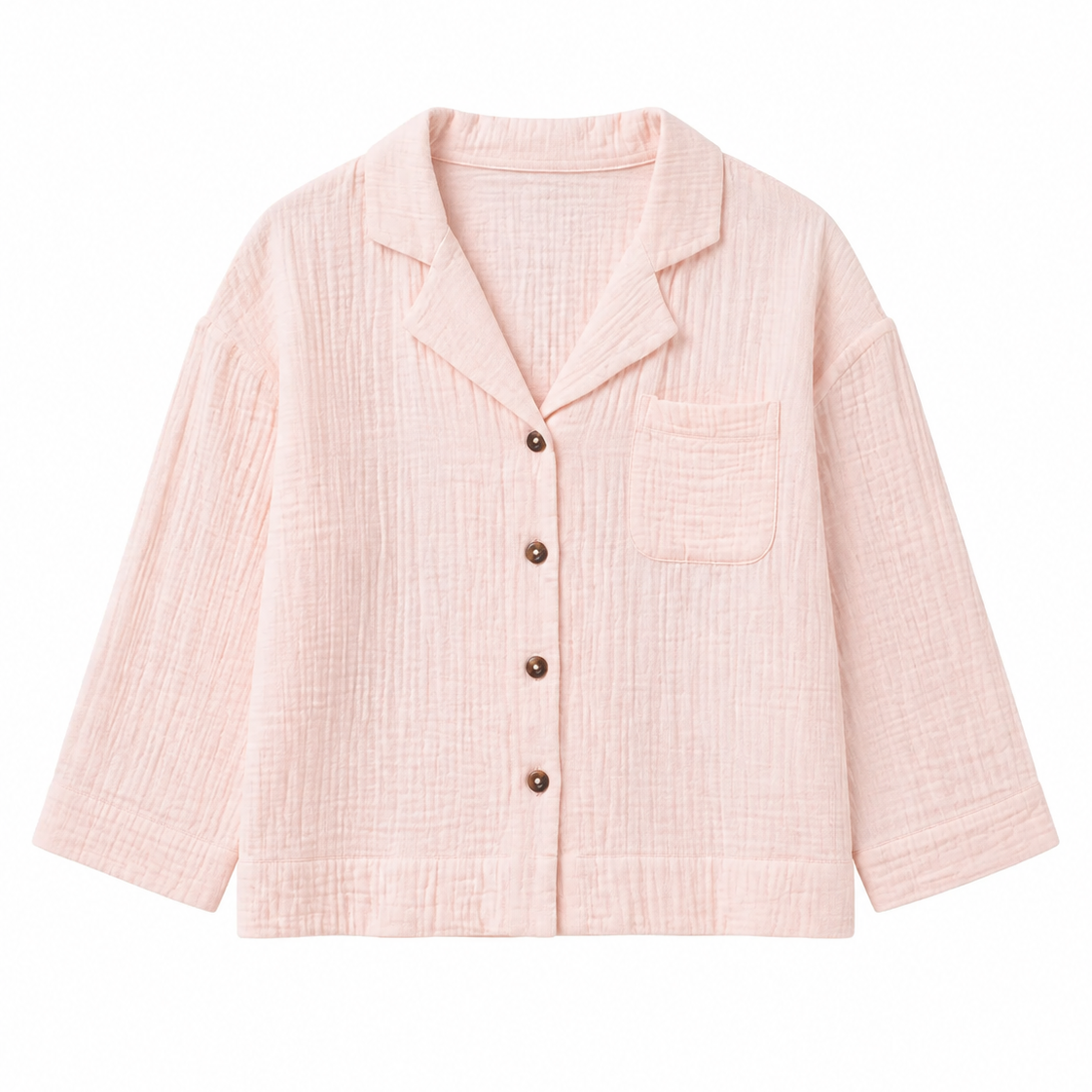 Crinkled Cotton Gauze Wide Sleeve Top