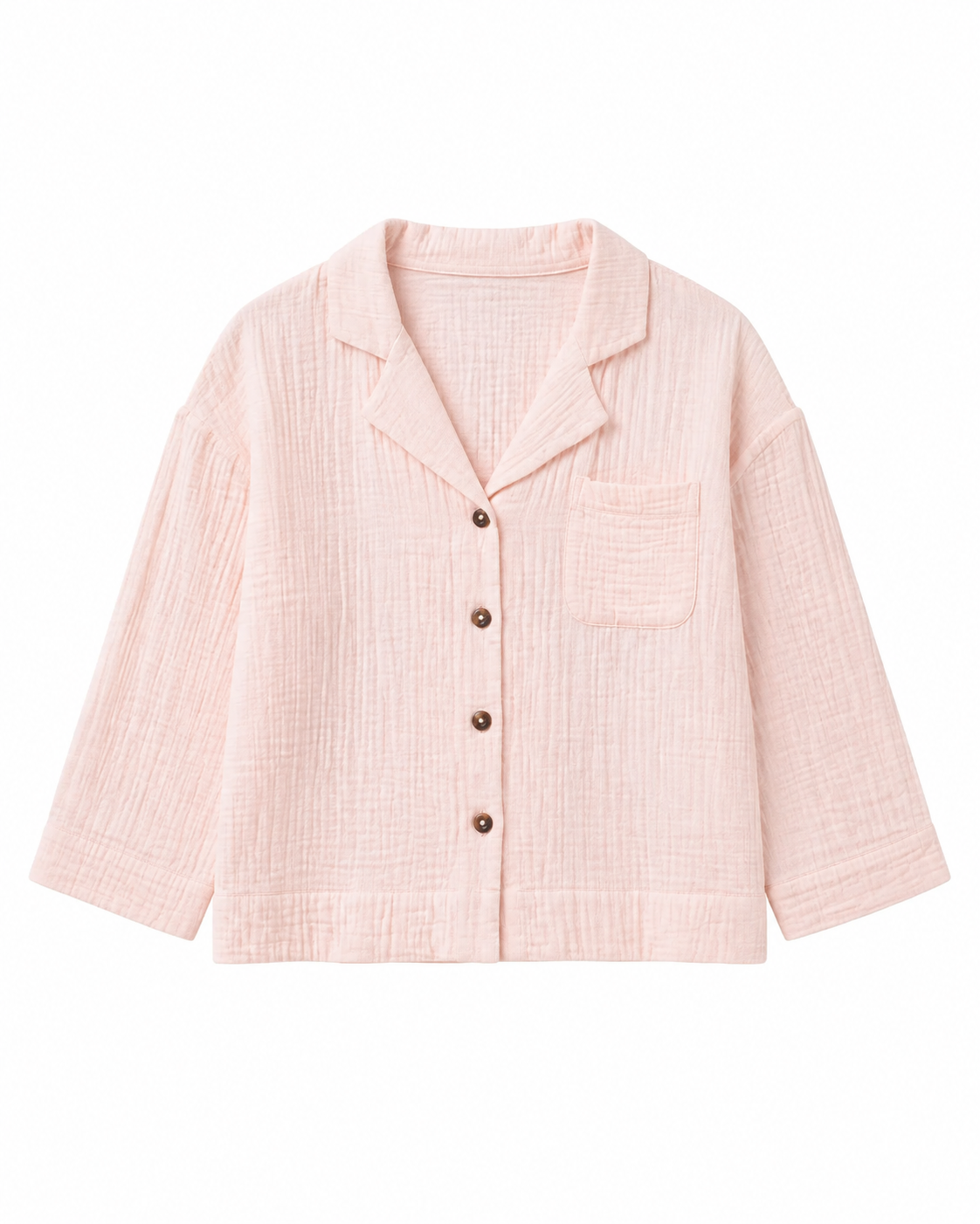 Crinkled Cotton Gauze Wide Sleeve Top