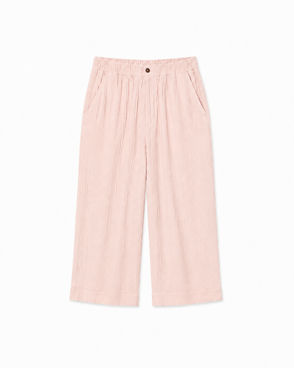 Crinkled Cotton Gauze Relaxed High Waisted Capri