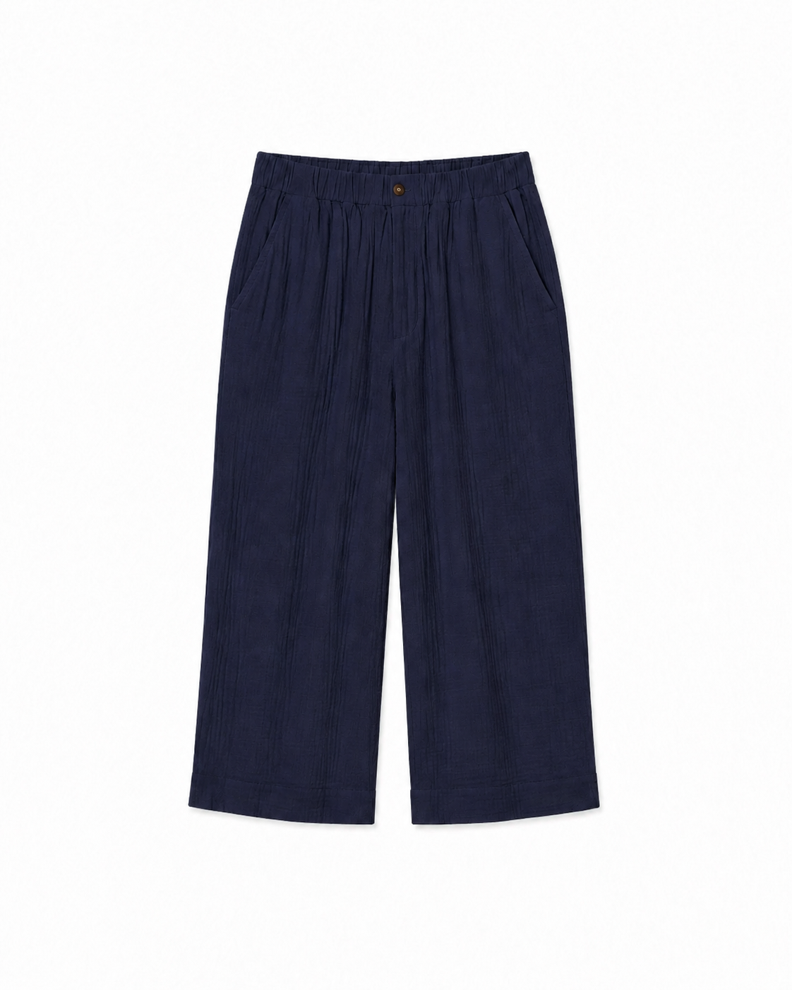 Crinkled Cotton Gauze Relaxed High Waisted Capri