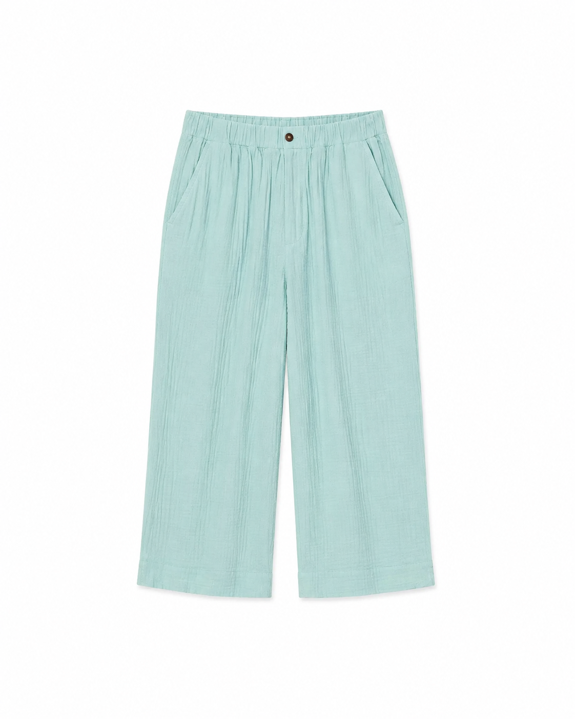 Crinkled Cotton Gauze Relaxed High Waisted Capri