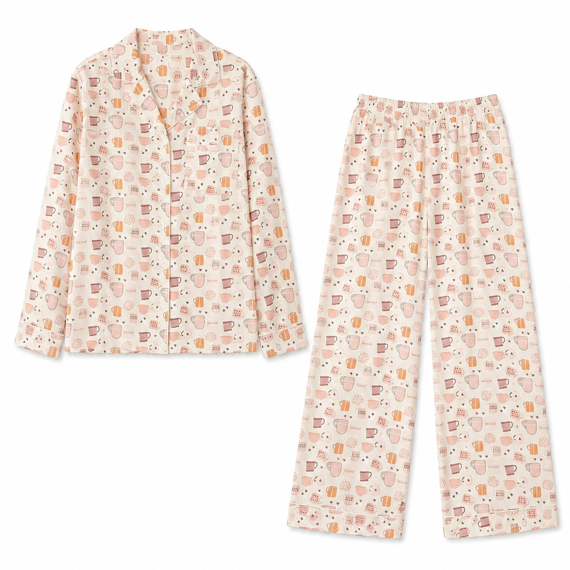 Poplin Pajama Set - Ceramic Mug Toss