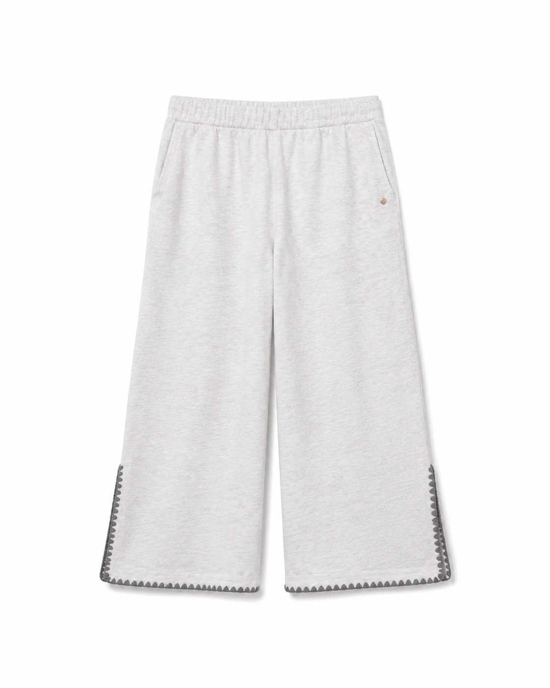 Relaxed Blanket Stitch Wide Leg Cropped Pants
