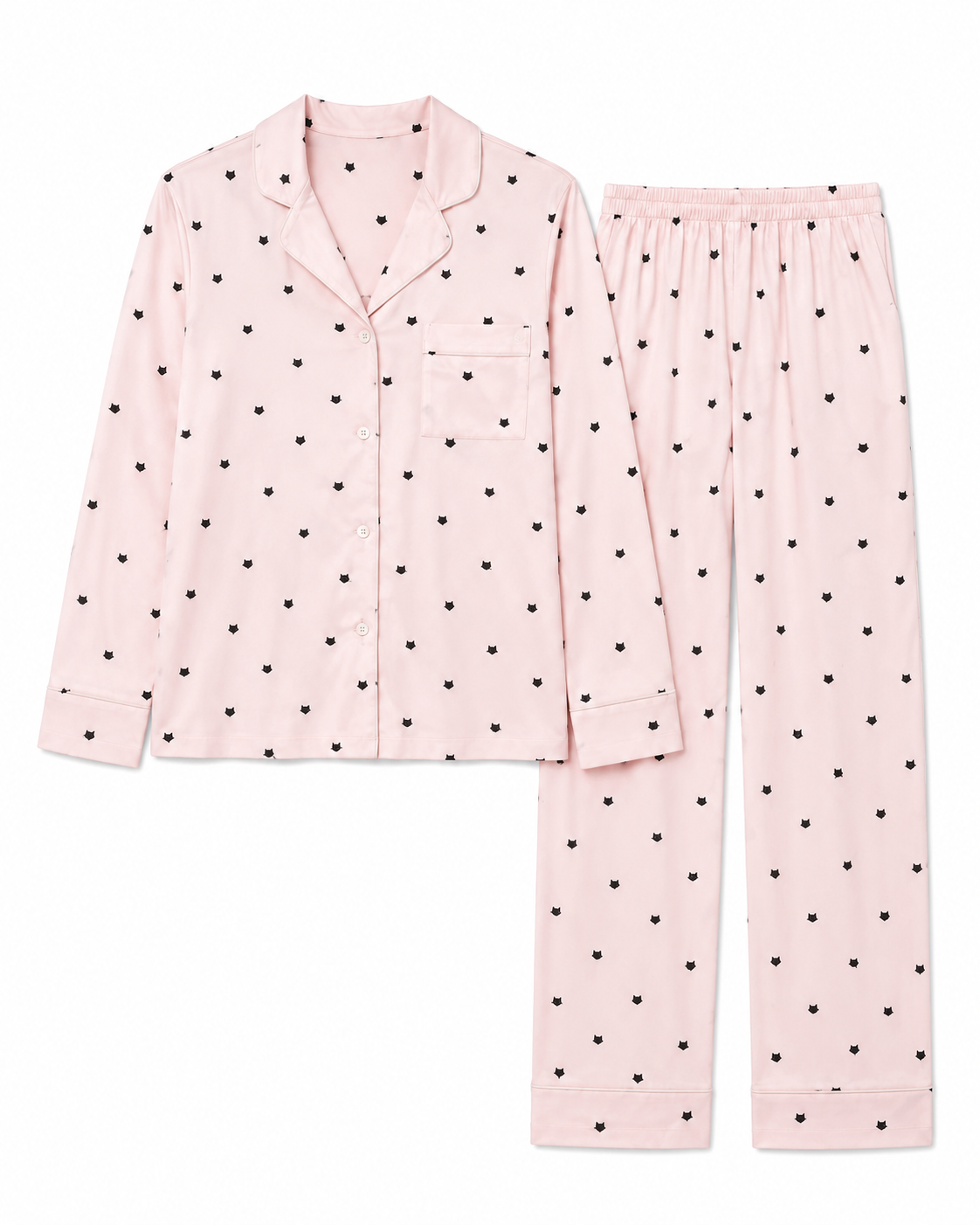 Poplin Long Sleeve & Pant Set - Cat