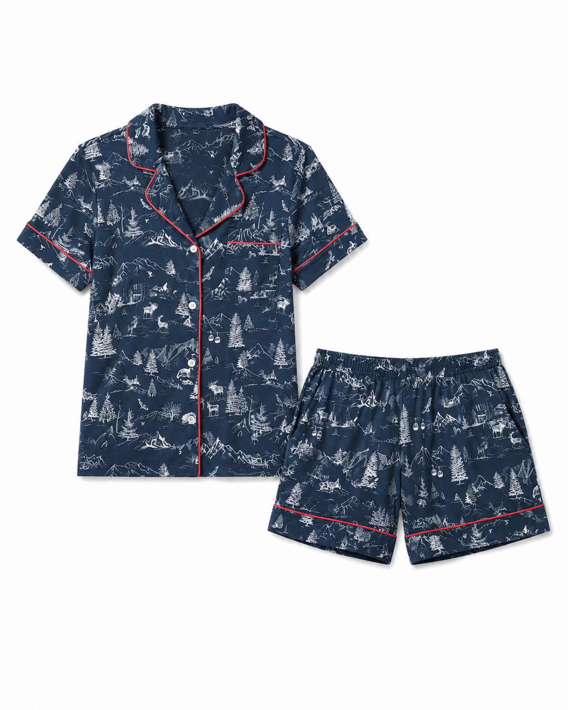 Short Sleeve Notch Collar Top & Short Pajama Gift Set
