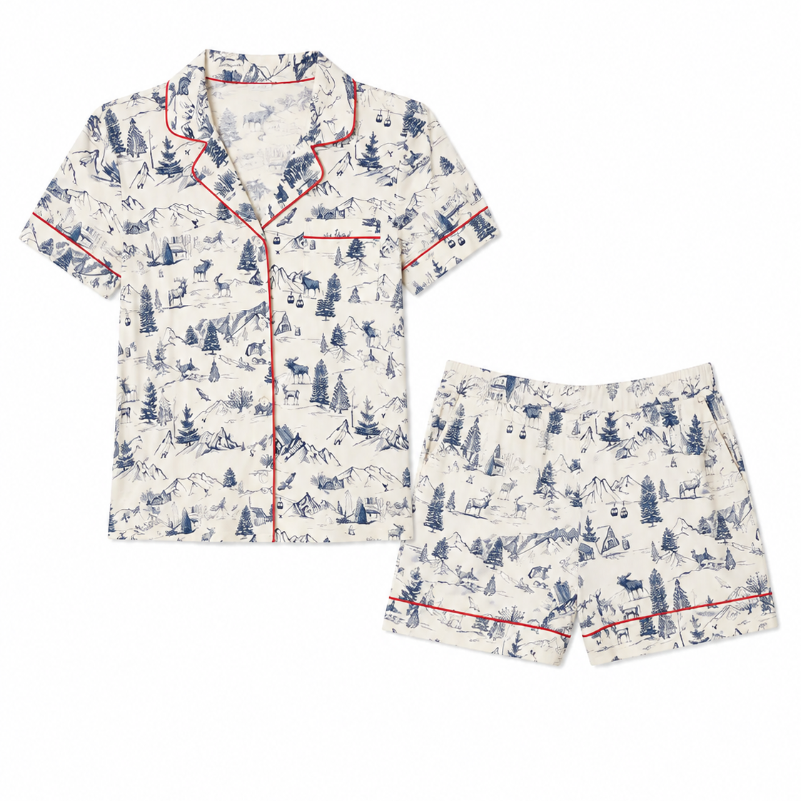 Short Sleeve Notch Collar Top & Short Pajama Gift Set