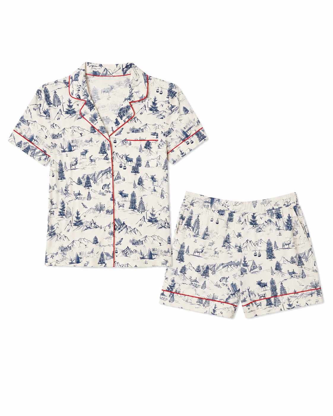Short Sleeve Notch Collar Top & Short Pajama Gift Set
