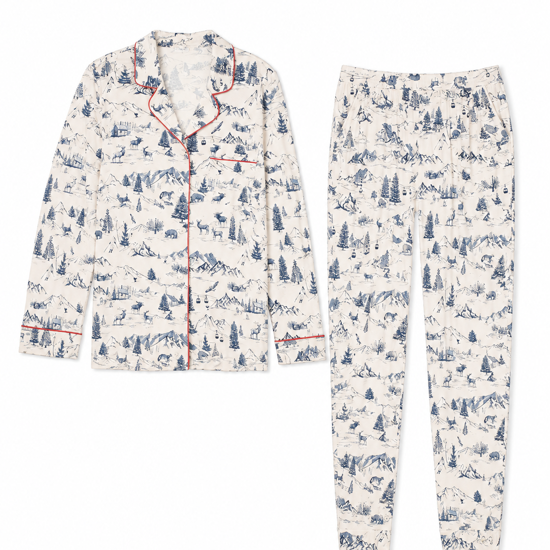 Notch Collar Top & Jogger Pajama Gift Set