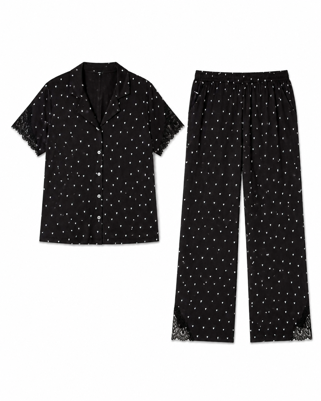 Lace Notch Collar & Pant Set