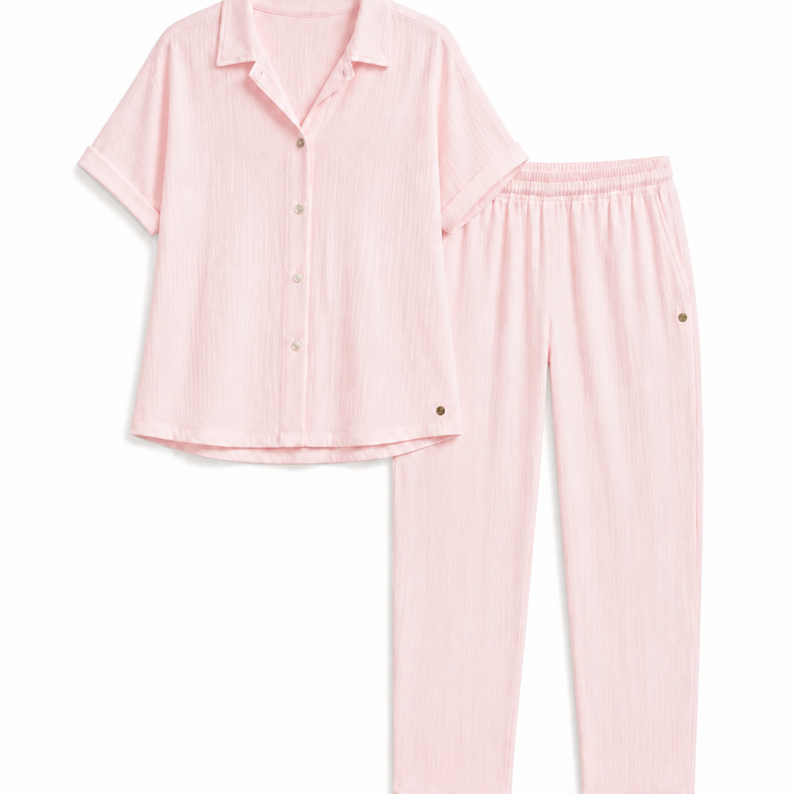 Button Front Top & Tapered Pant Set