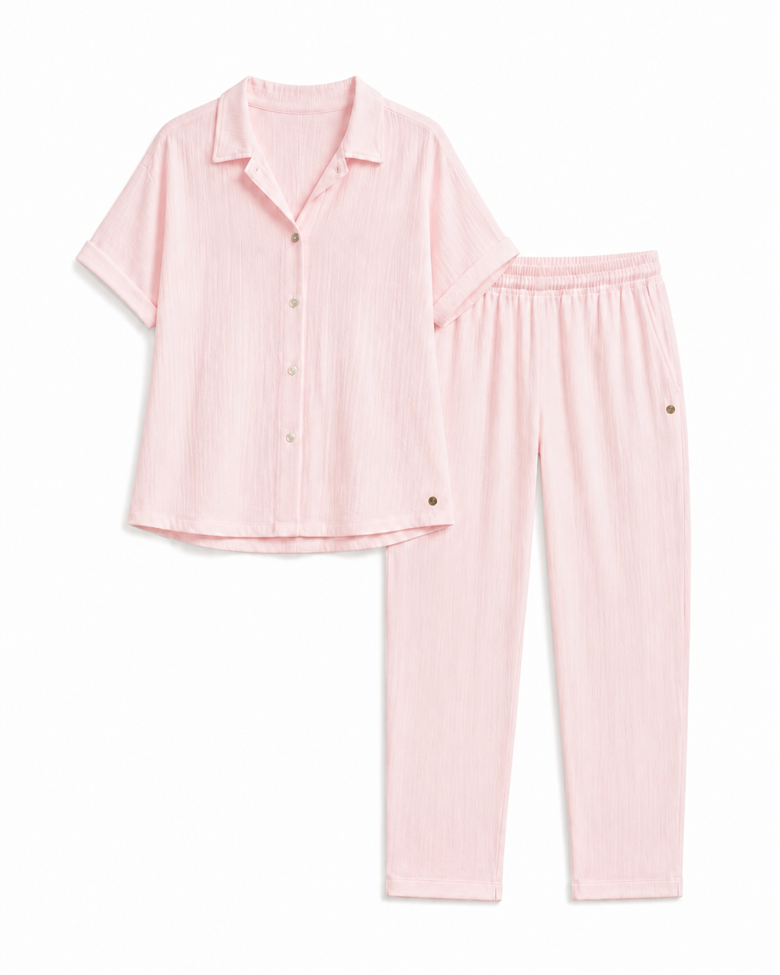 Button Front Top & Tapered Pant Set