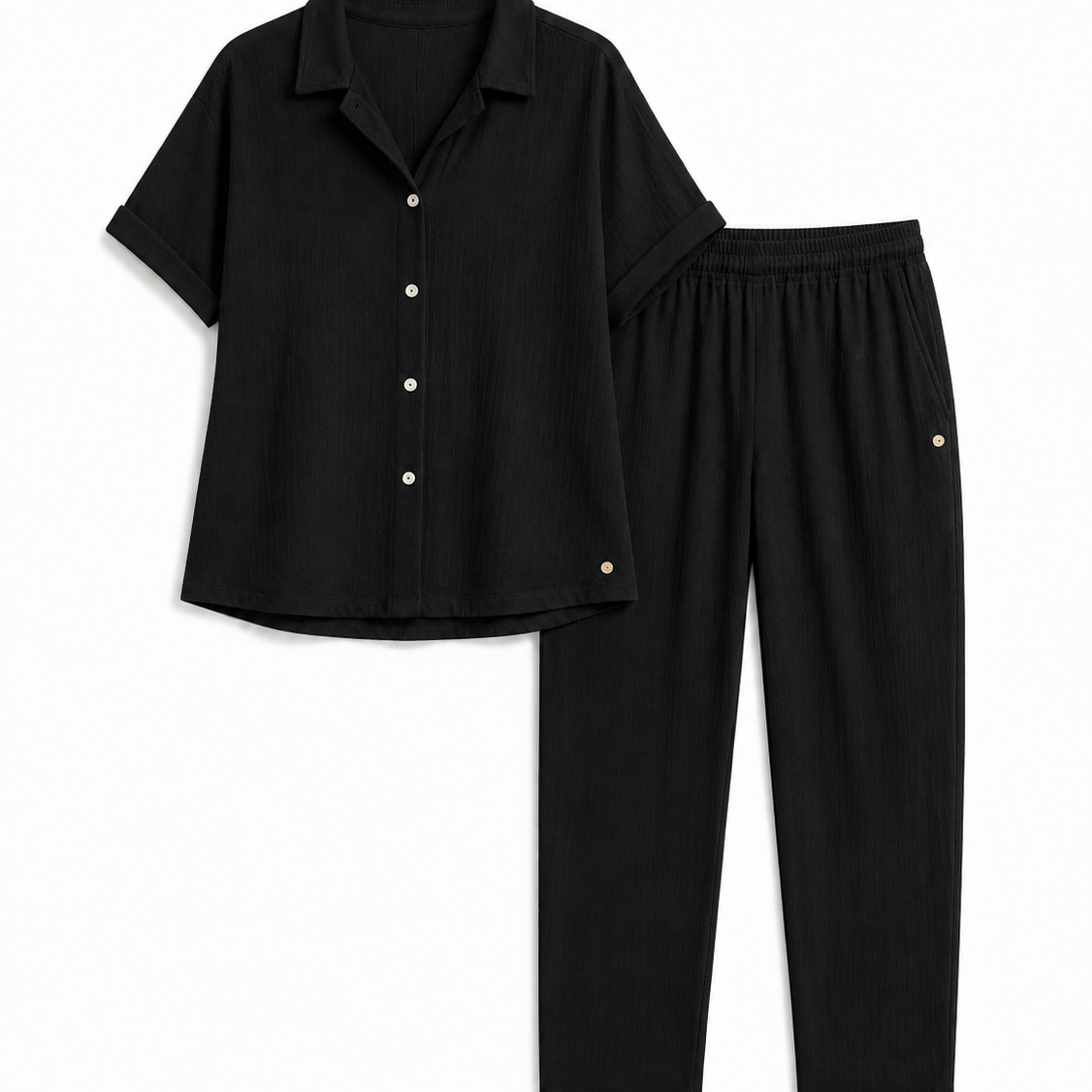 Button Front Top & Tapered Pant Set