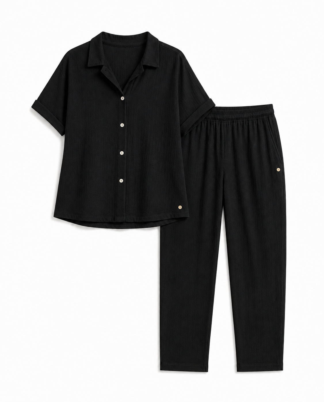 Button Front Top & Tapered Pant Set