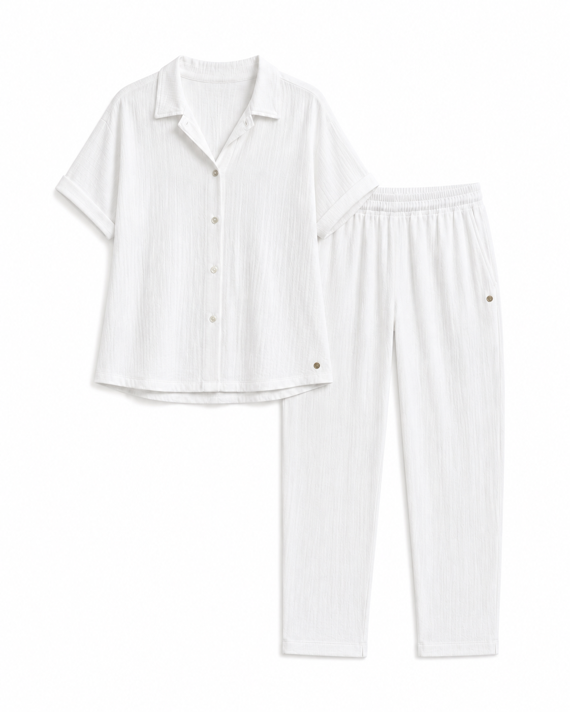 Button Front Top & Tapered Pant Set