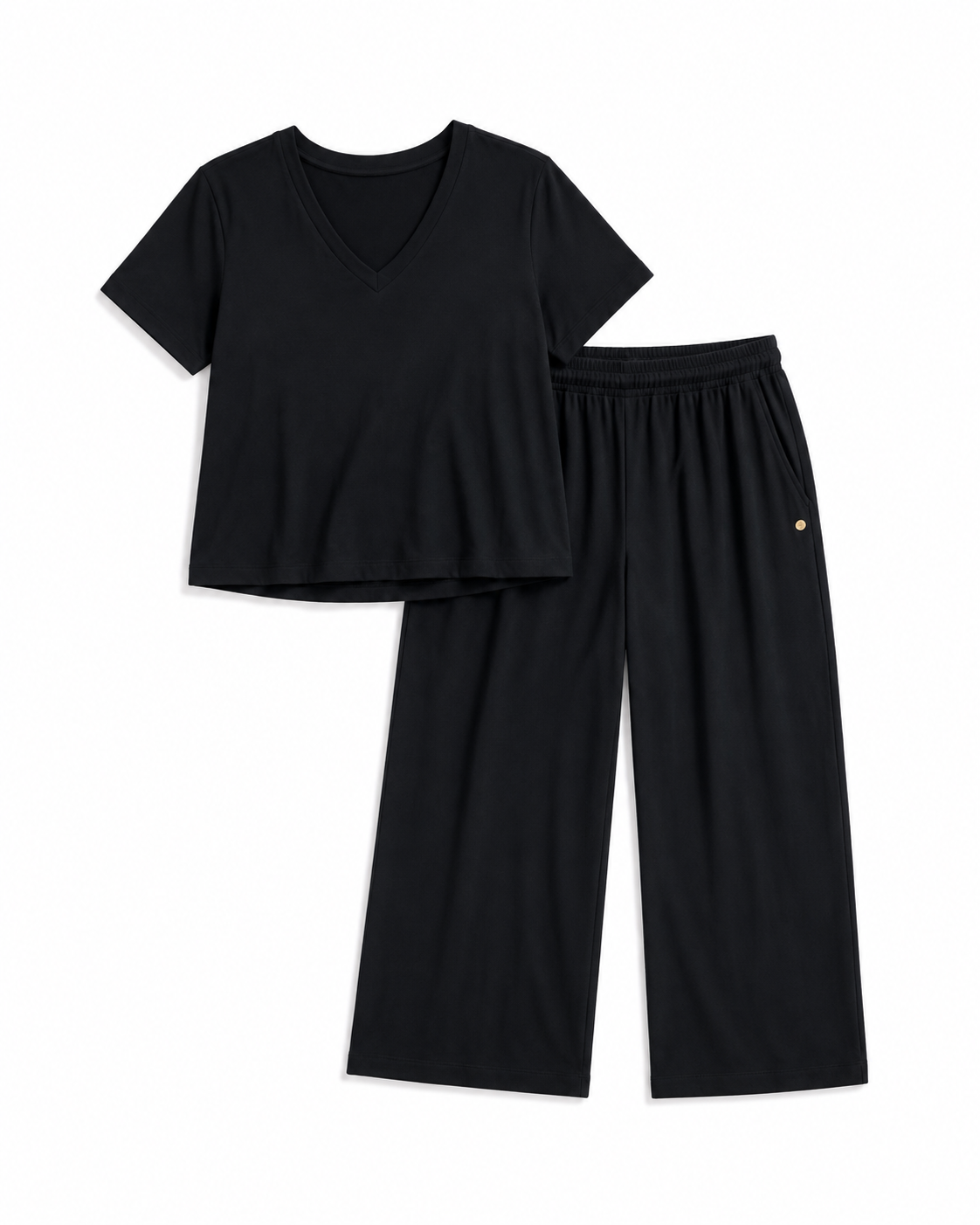 V-Neck Tee & Wide Leg Lounge Pant Set