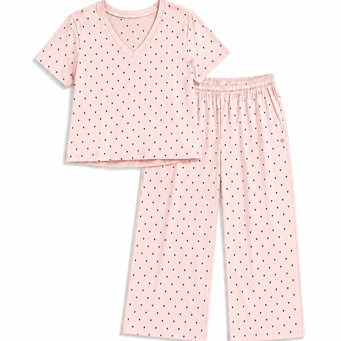 V-Neck Tee & Wide Leg Lounge Pant Set