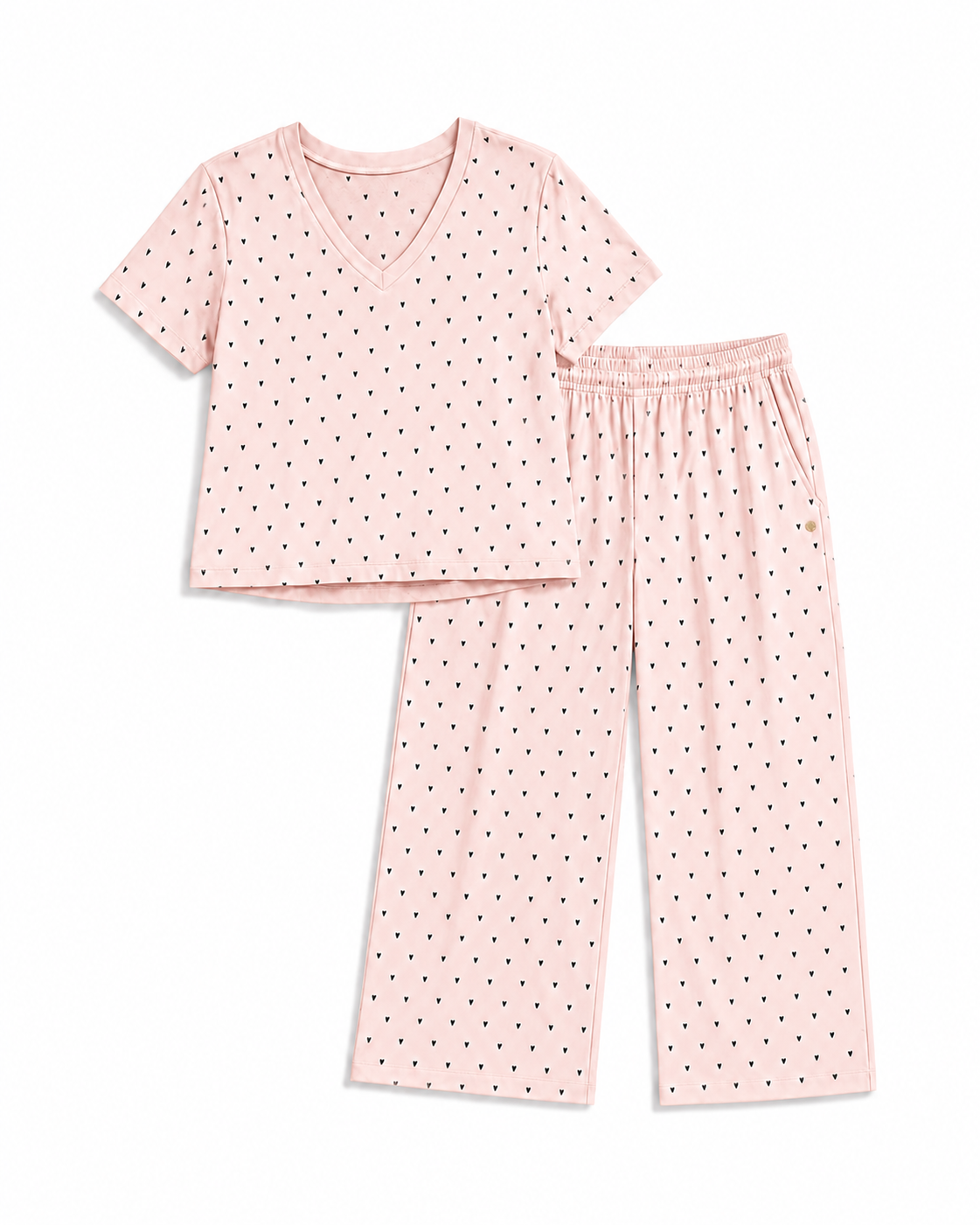 V-Neck Tee & Wide Leg Lounge Pant Set