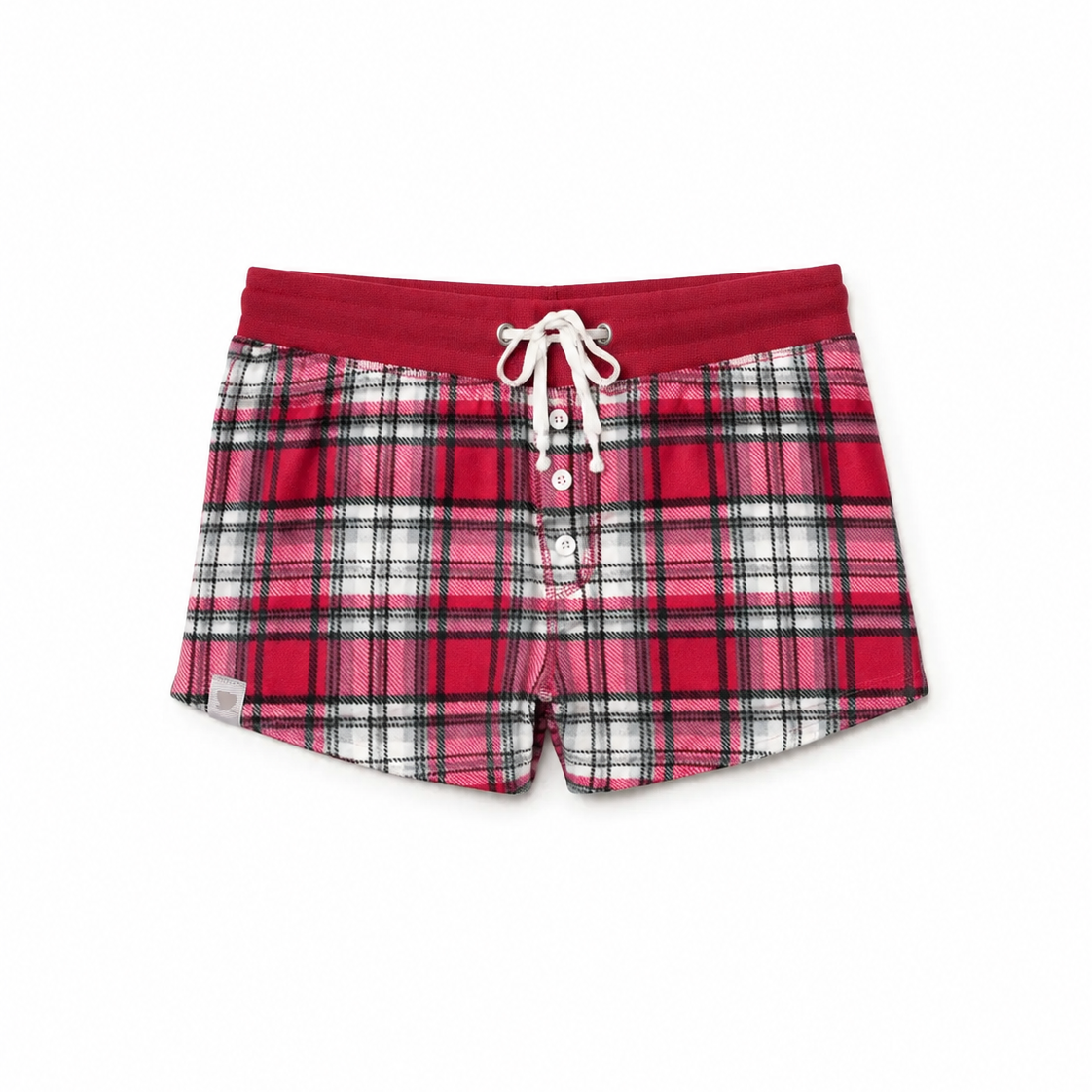 Stay-At-Home Lounge Shorts - Deep Red Tartan Plaid